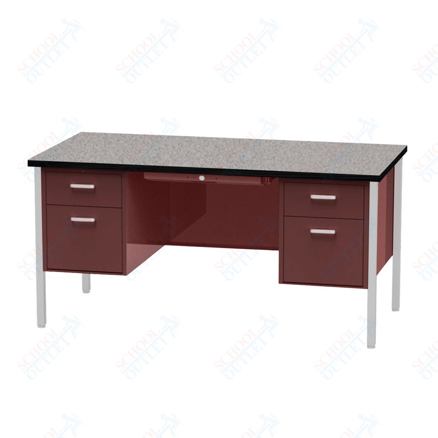 Virco 646 Double Pedestal Teacher Desk - 640 Series with a 30"D x 60"L High-pressure Laminate Surface