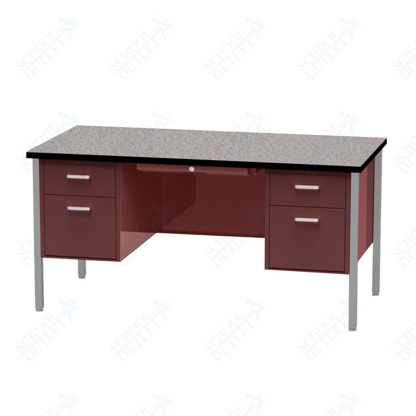 Virco 646 Double Pedestal Teacher Desk - 640 Series with a 30"D x 60"L High-pressure Laminate Surface