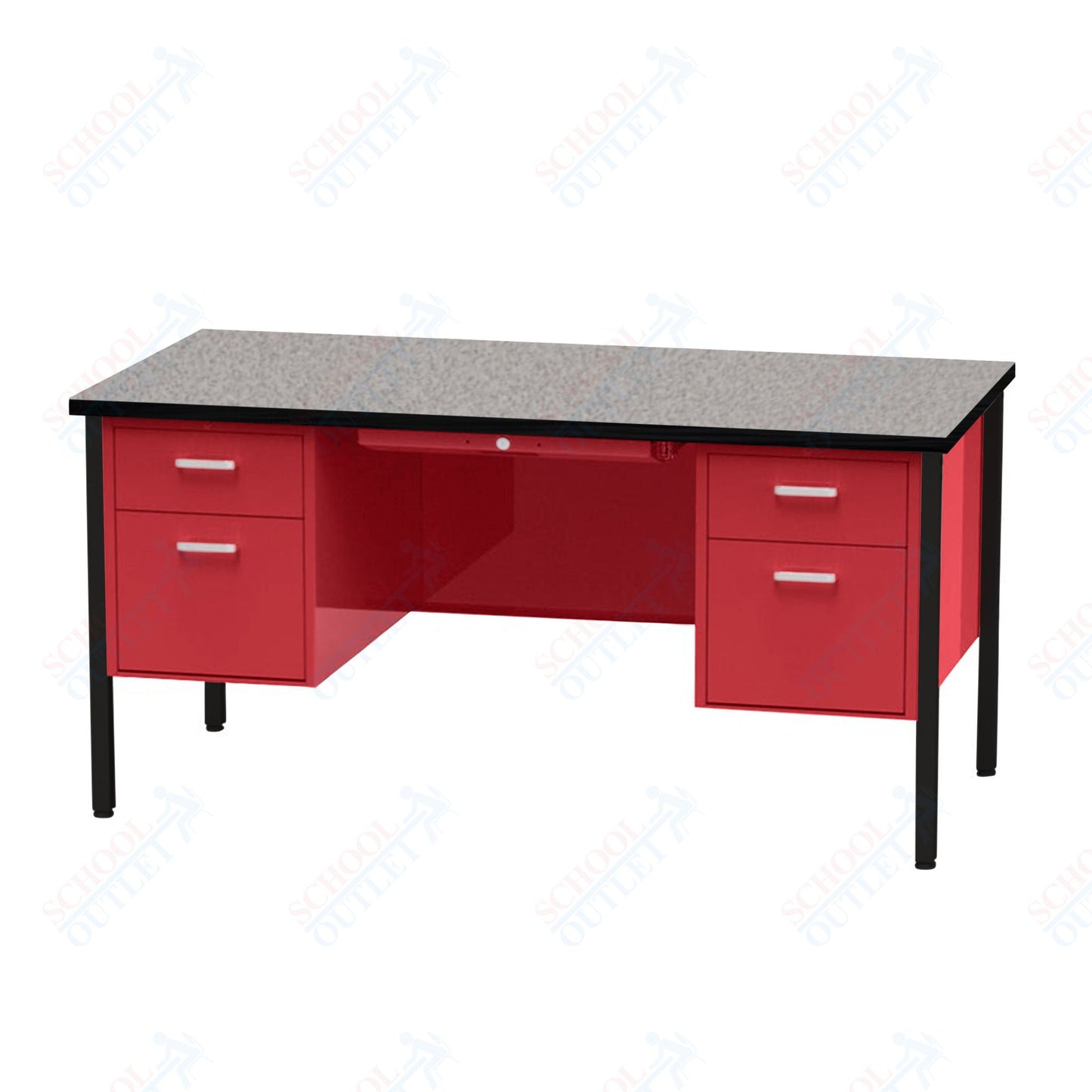 Virco 646 Double Pedestal Teacher Desk - 640 Series with a 30"D x 60"L High-pressure Laminate Surface