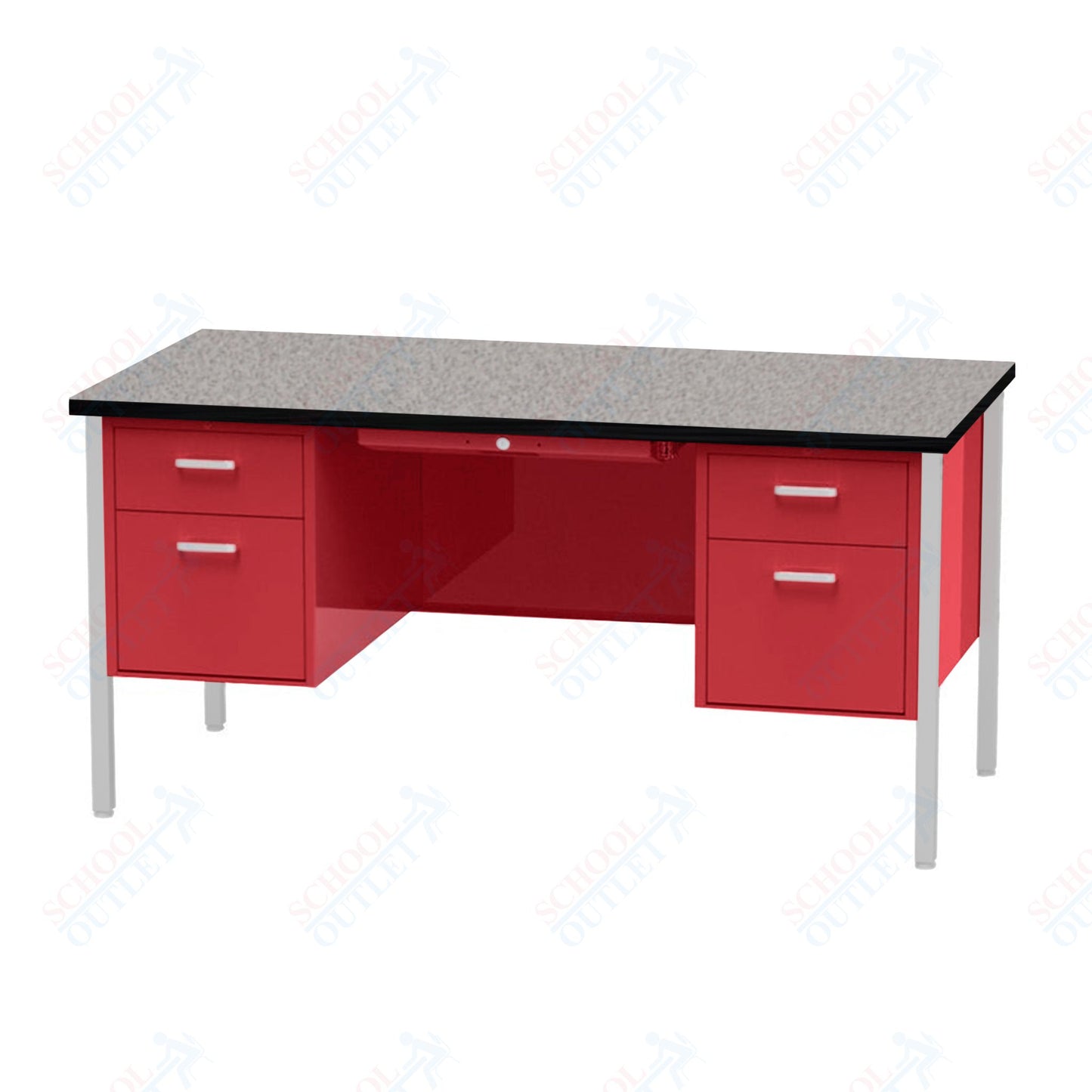Virco 646 Double Pedestal Teacher Desk - 640 Series with a 30"D x 60"L High-pressure Laminate Surface