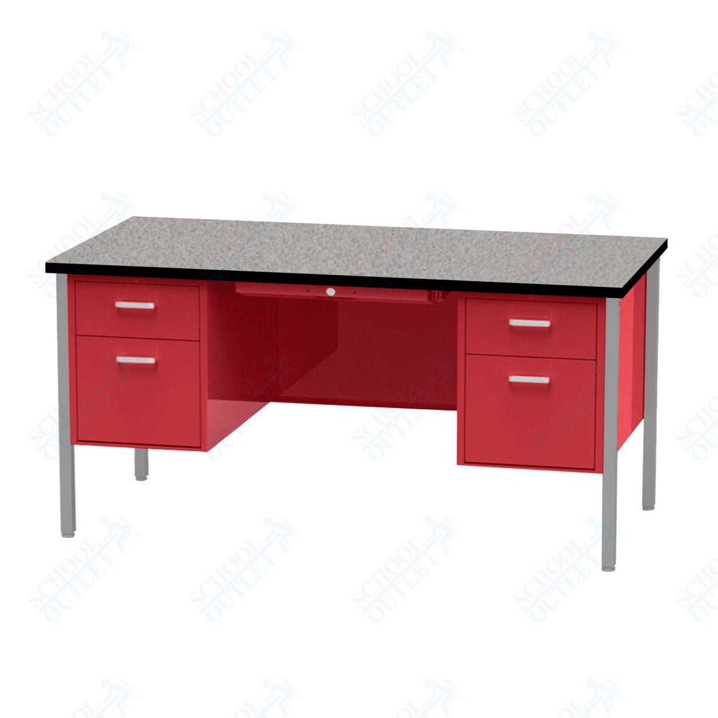 Virco 646 Double Pedestal Teacher Desk - 640 Series with a 30"D x 60"L High-pressure Laminate Surface
