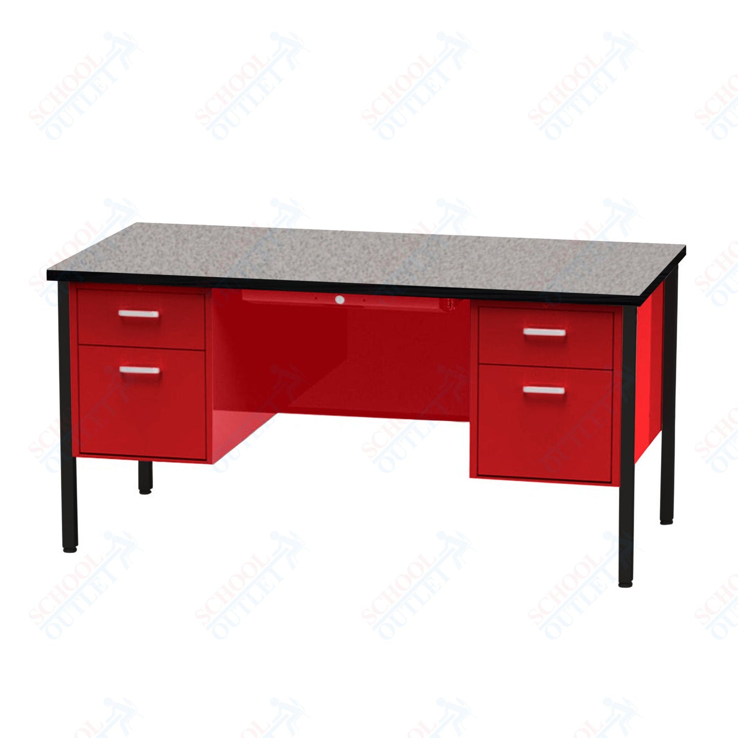 Virco 646 Double Pedestal Teacher Desk - 640 Series with a 30"D x 60"L High-pressure Laminate Surface
