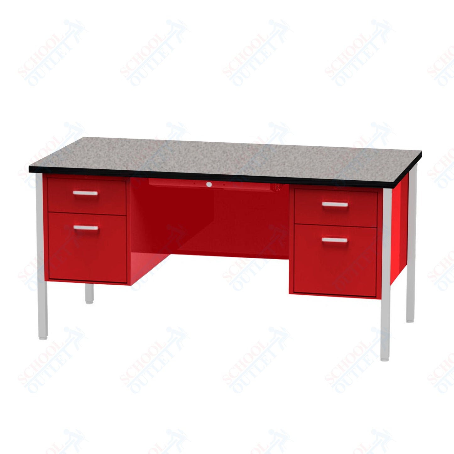 Virco 646 Double Pedestal Teacher Desk - 640 Series with a 30"D x 60"L High-pressure Laminate Surface