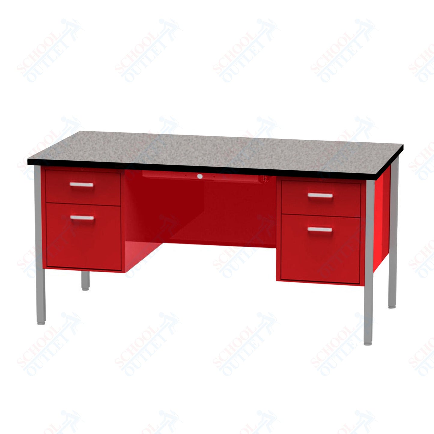 Virco 646 Double Pedestal Teacher Desk - 640 Series with a 30"D x 60"L High-pressure Laminate Surface