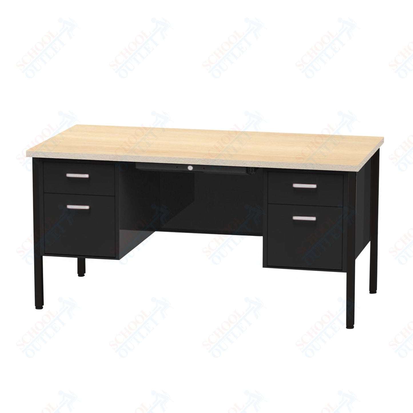 Virco 646 Double Pedestal Teacher Desk - 640 Series with a 30"D x 60"L High-pressure Laminate Surface