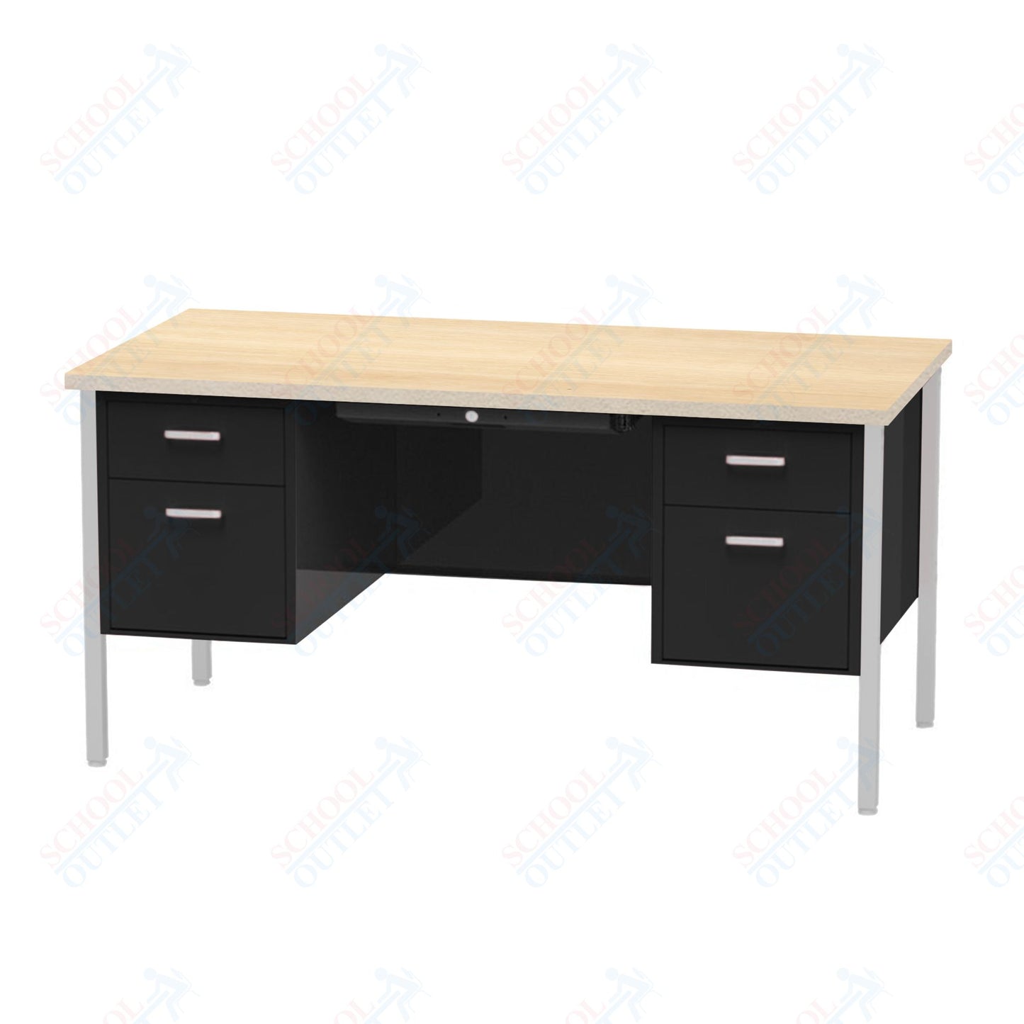 Virco 646 Double Pedestal Teacher Desk - 640 Series with a 30"D x 60"L High-pressure Laminate Surface