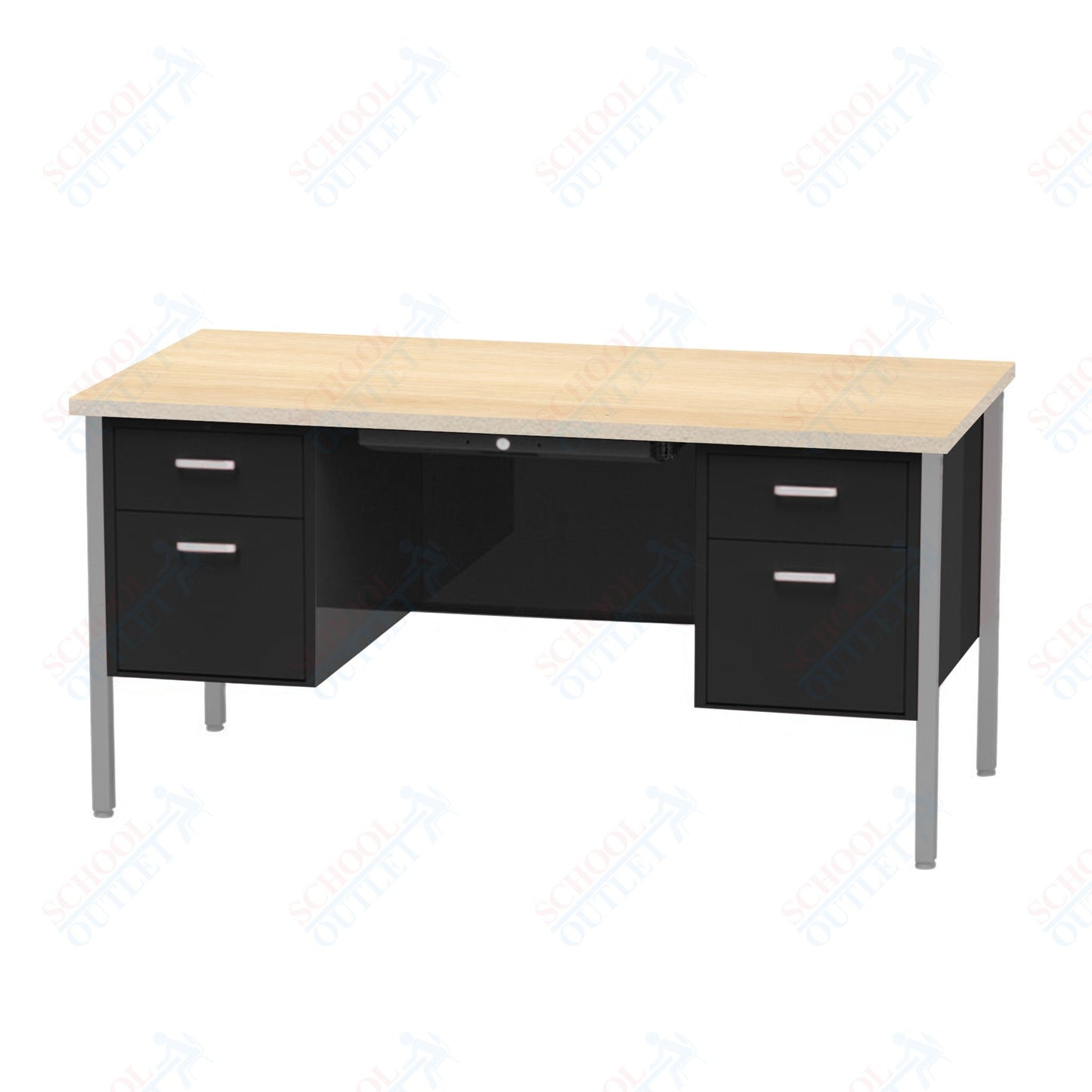 Virco 646 Double Pedestal Teacher Desk - 640 Series with a 30"D x 60"L High-pressure Laminate Surface