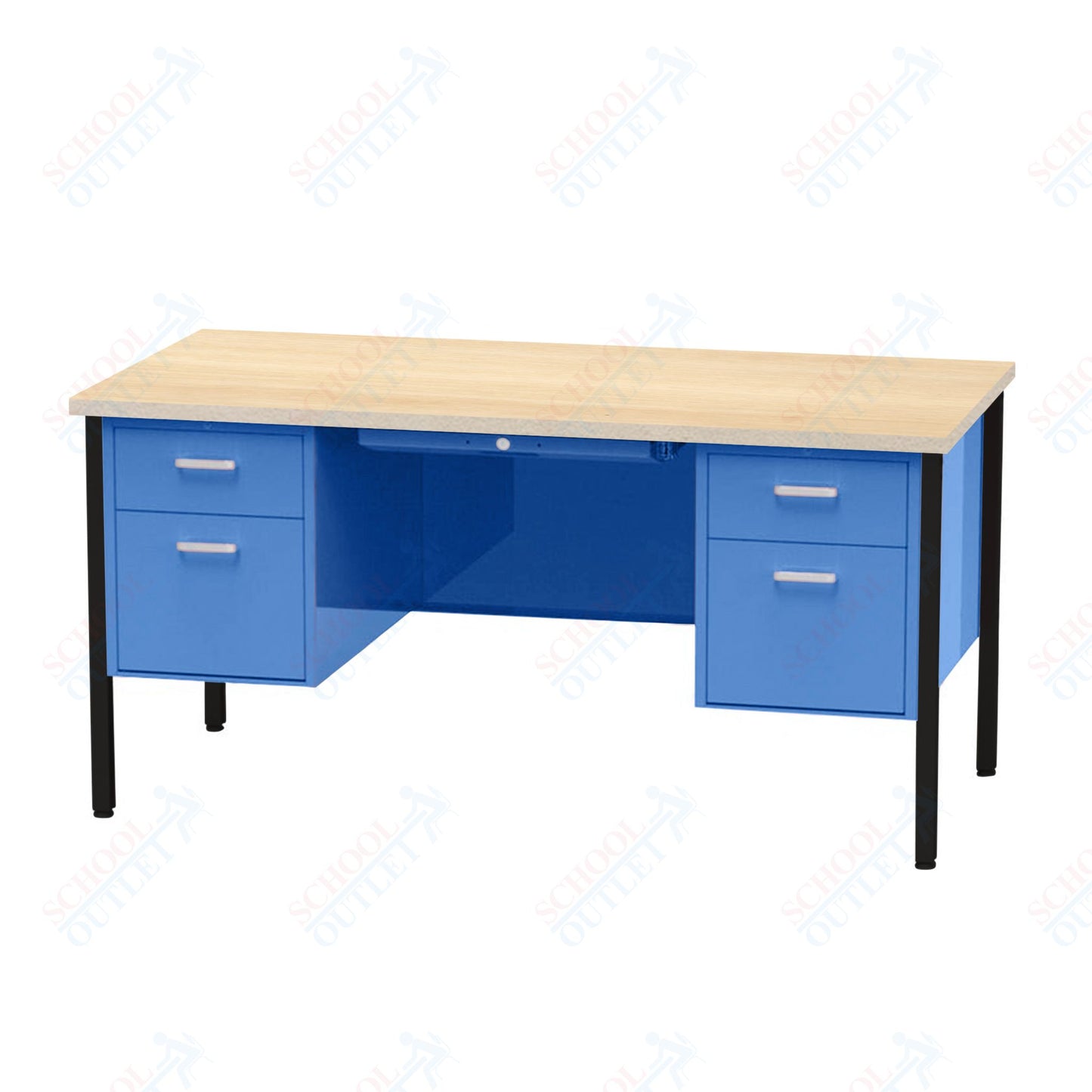 Virco 646 Double Pedestal Teacher Desk - 640 Series with a 30"D x 60"L High-pressure Laminate Surface