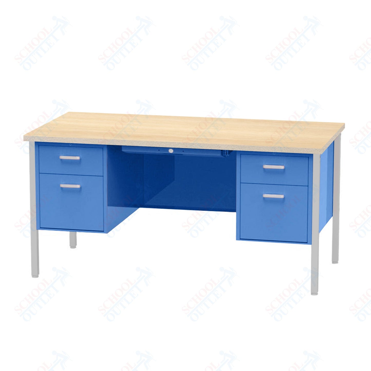 Virco 646 Double Pedestal Teacher Desk - 640 Series with a 30"D x 60"L High-pressure Laminate Surface