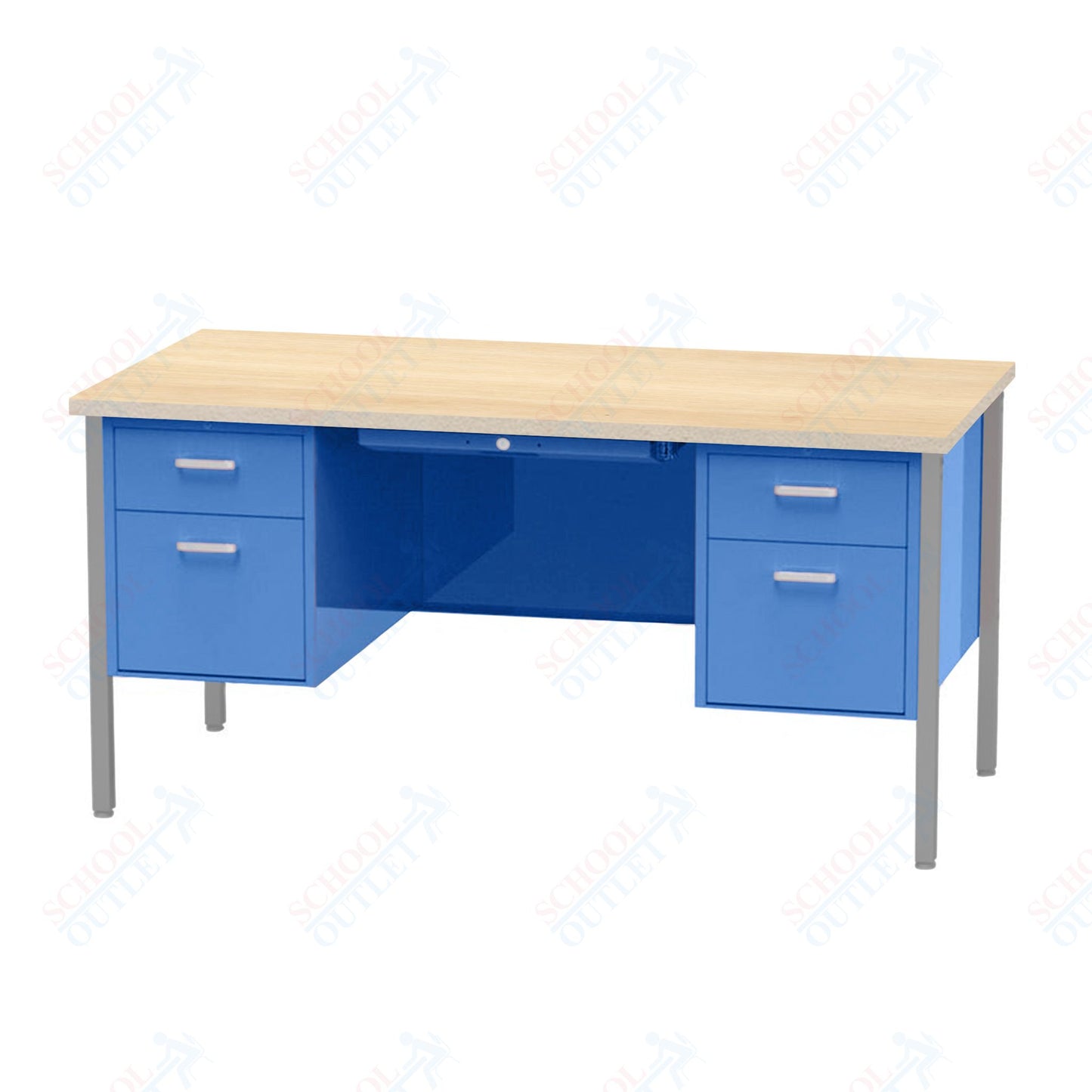 Virco 646 Double Pedestal Teacher Desk - 640 Series with a 30"D x 60"L High-pressure Laminate Surface