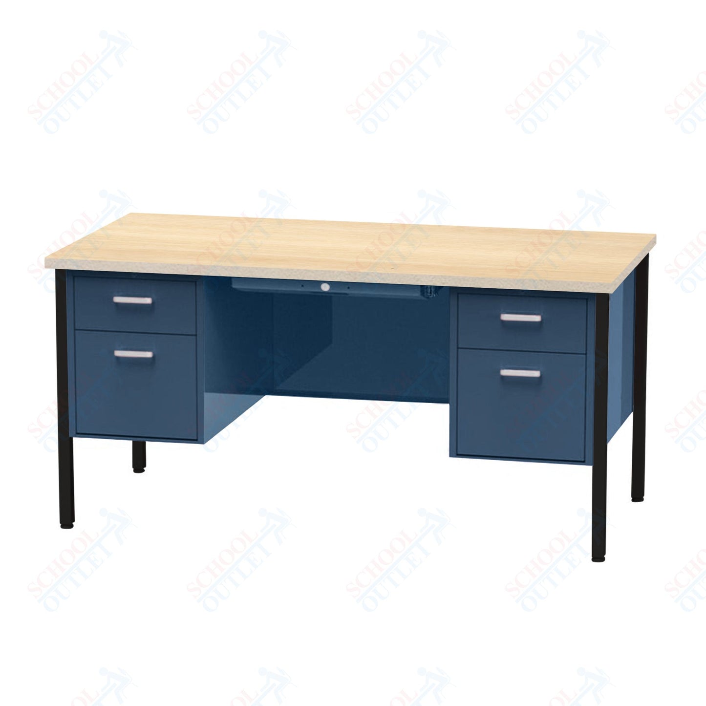 Virco 646 Double Pedestal Teacher Desk - 640 Series with a 30"D x 60"L High-pressure Laminate Surface