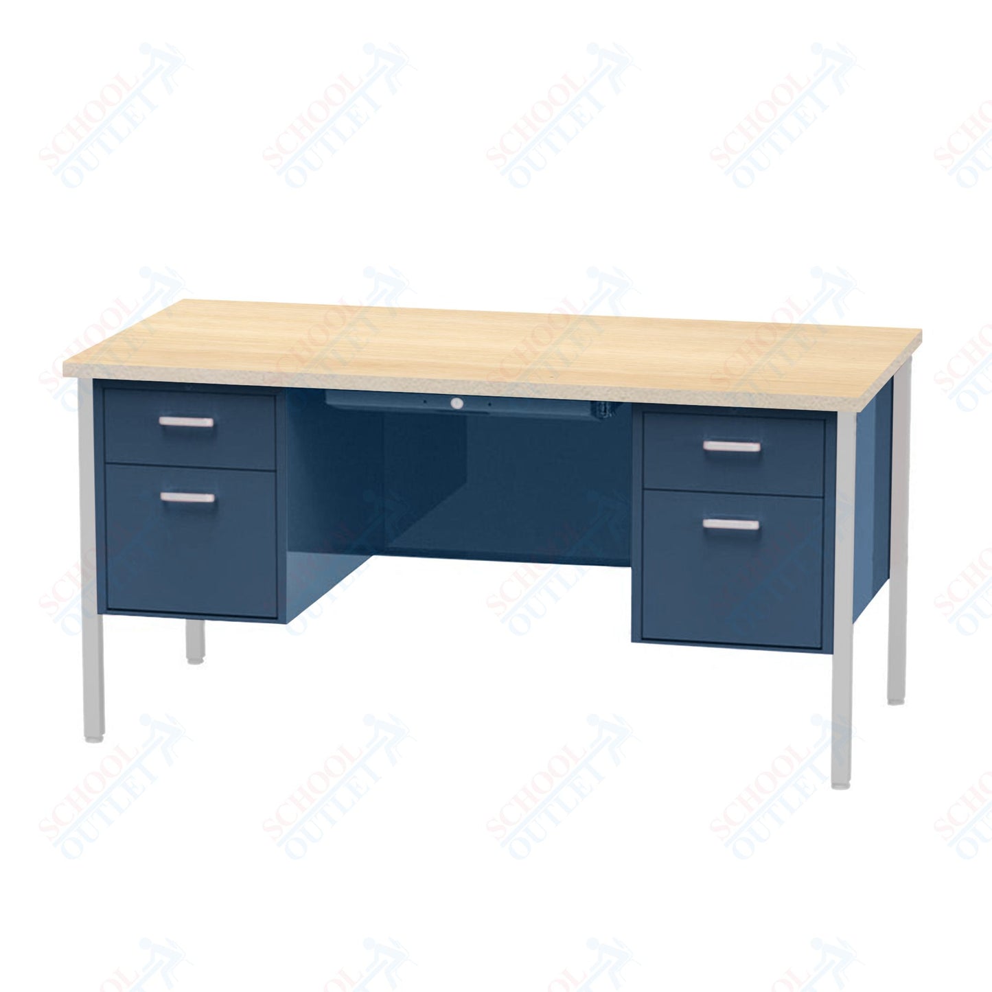 Virco 646 Double Pedestal Teacher Desk - 640 Series with a 30"D x 60"L High-pressure Laminate Surface