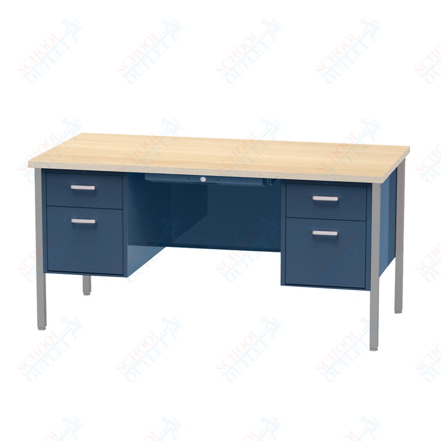 Virco 646 Double Pedestal Teacher Desk - 640 Series with a 30"D x 60"L High-pressure Laminate Surface