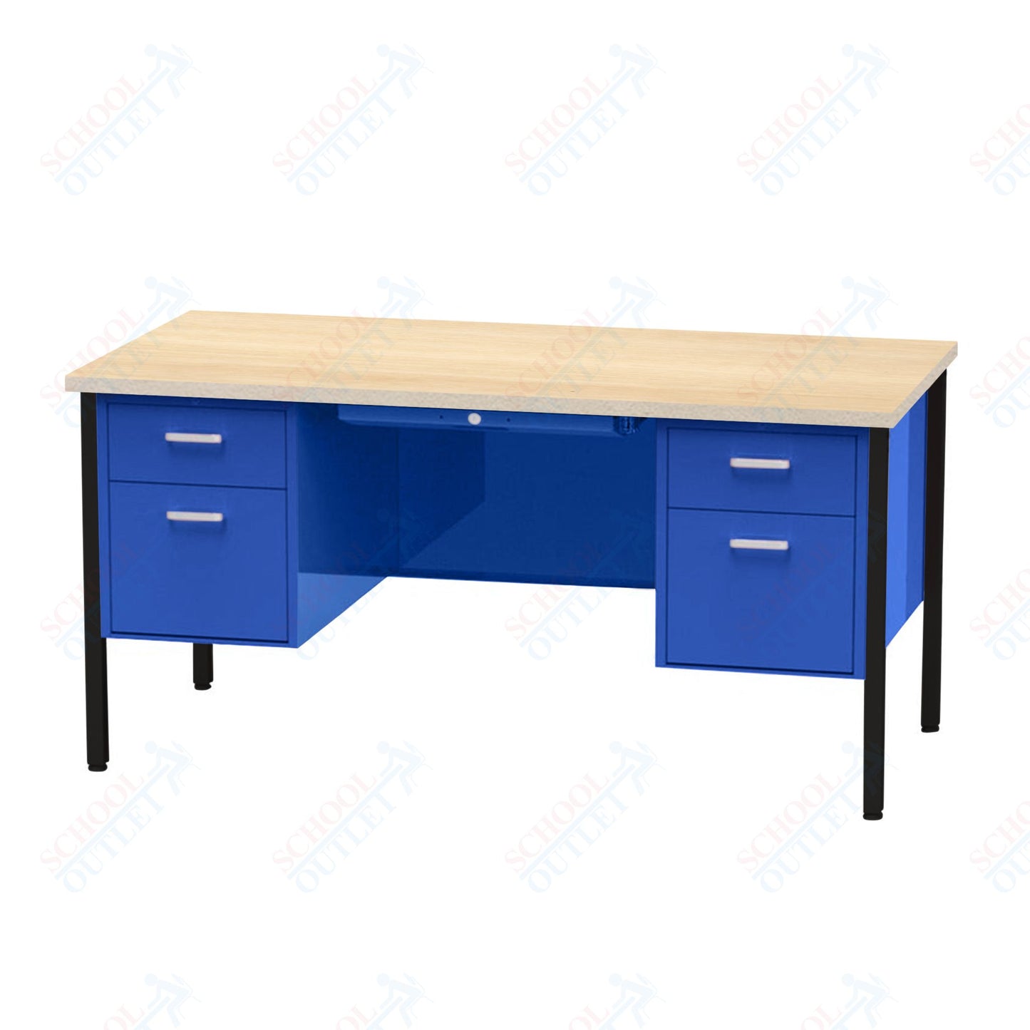 Virco 646 Double Pedestal Teacher Desk - 640 Series with a 30"D x 60"L High-pressure Laminate Surface