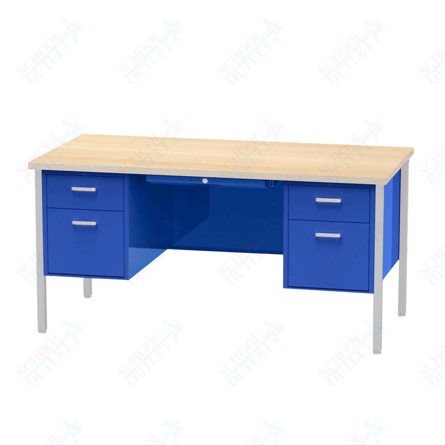 Virco 646 Double Pedestal Teacher Desk - 640 Series with a 30"D x 60"L High-pressure Laminate Surface