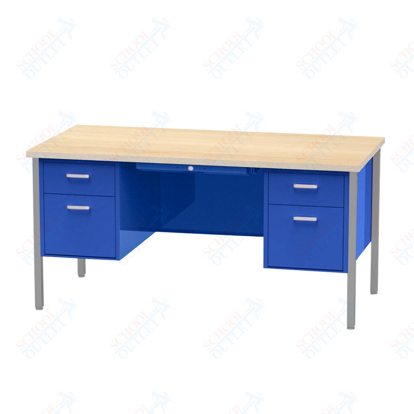 Virco 646 Double Pedestal Teacher Desk - 640 Series with a 30"D x 60"L High-pressure Laminate Surface