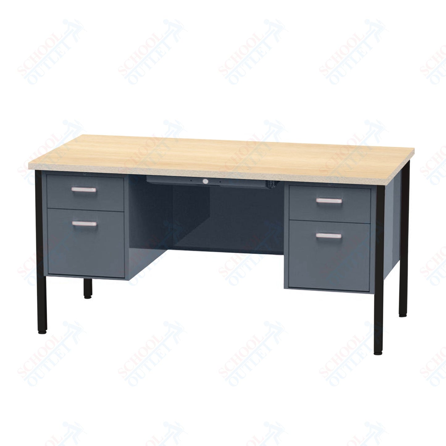 Virco 646 Double Pedestal Teacher Desk - 640 Series with a 30"D x 60"L High-pressure Laminate Surface