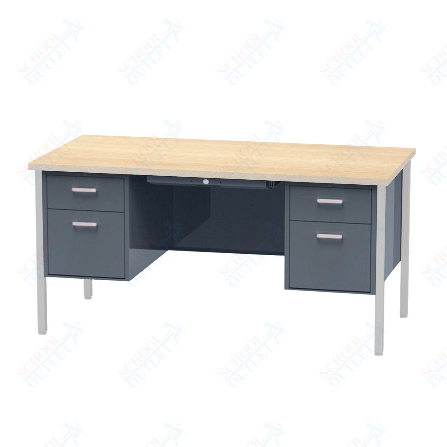 Virco 646 Double Pedestal Teacher Desk - 640 Series with a 30"D x 60"L High-pressure Laminate Surface