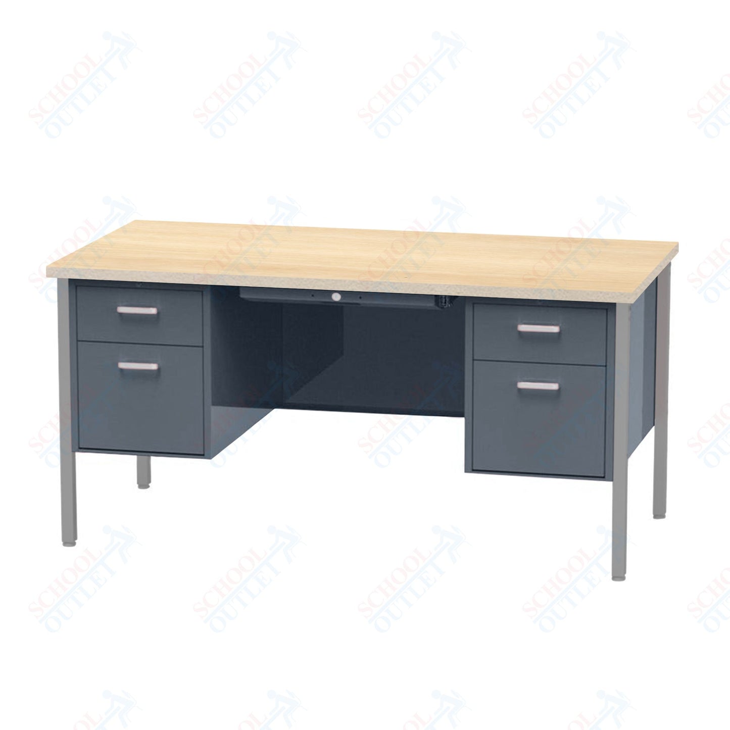 Virco 646 Double Pedestal Teacher Desk - 640 Series with a 30"D x 60"L High-pressure Laminate Surface
