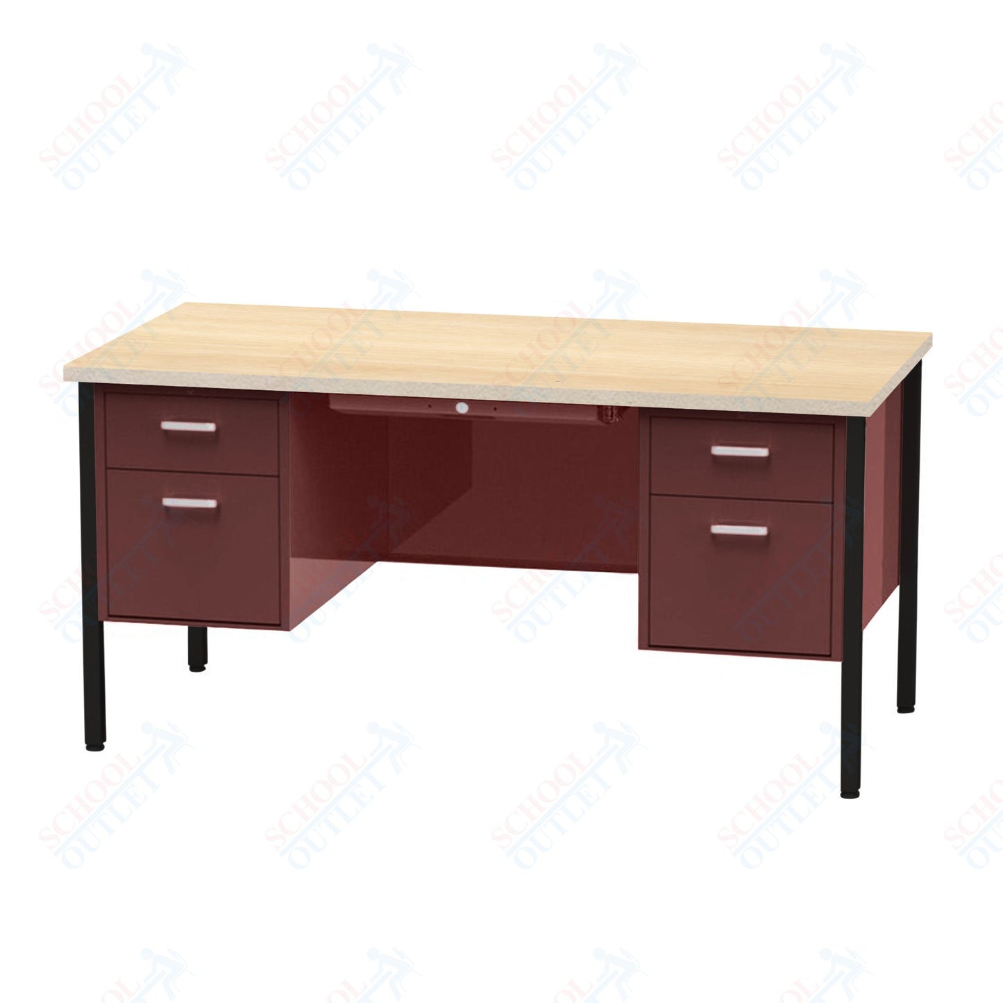 Virco 646 Double Pedestal Teacher Desk - 640 Series with a 30"D x 60"L High-pressure Laminate Surface