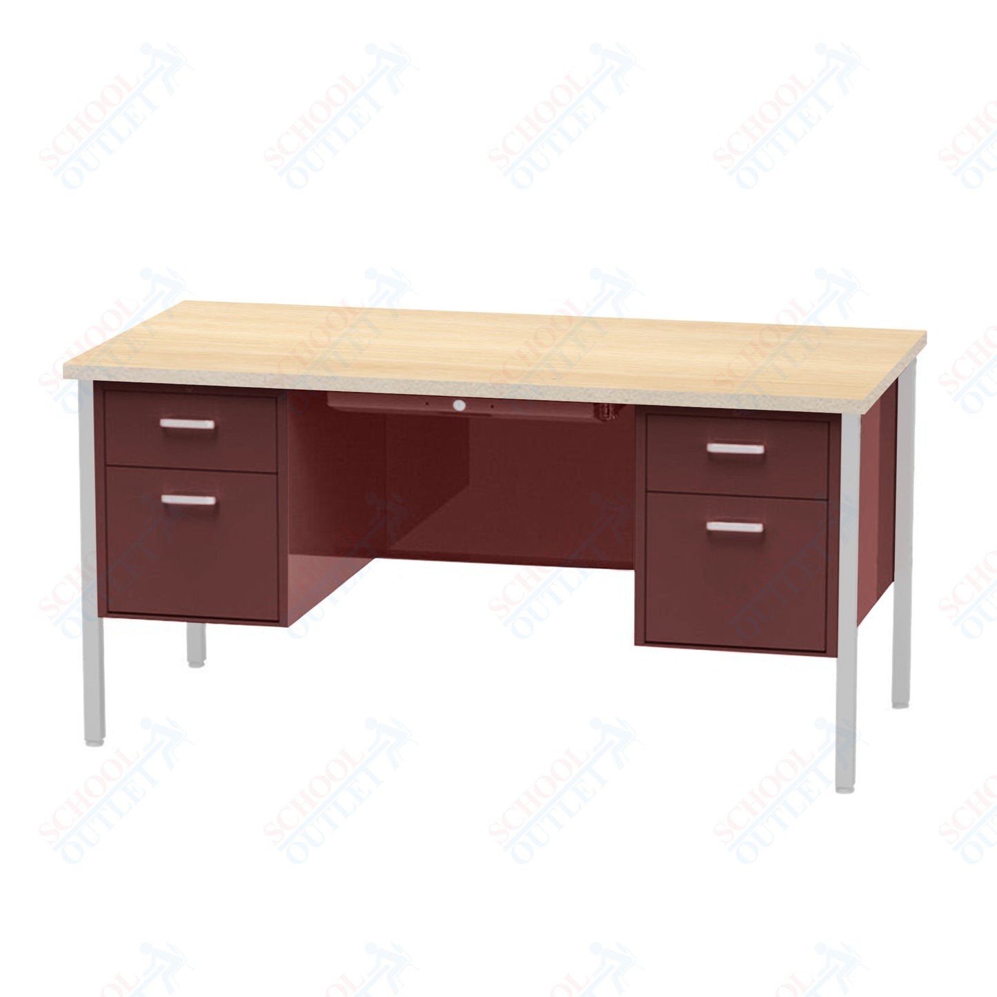 Virco 646 Double Pedestal Teacher Desk - 640 Series with a 30"D x 60"L High-pressure Laminate Surface