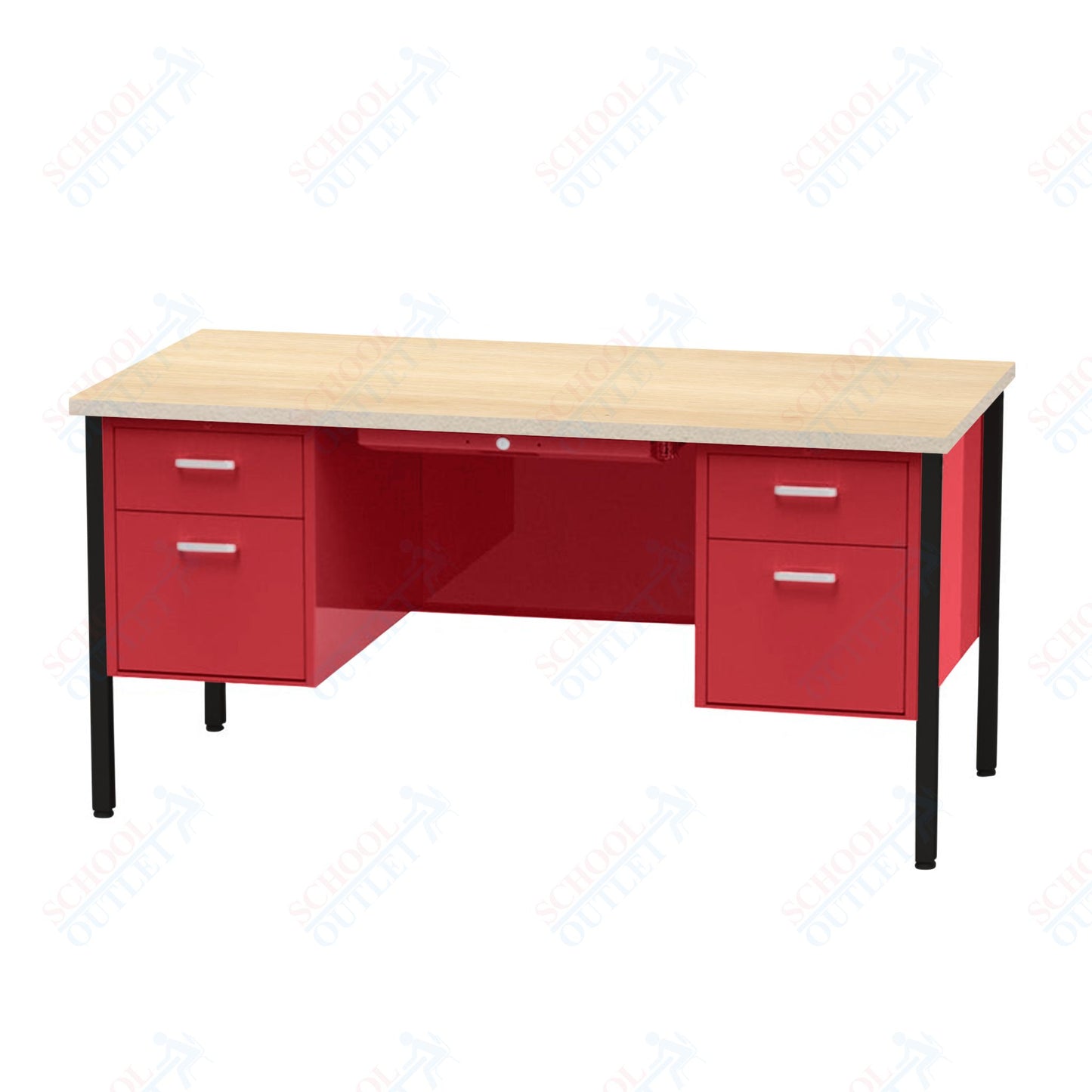 Virco 646 Double Pedestal Teacher Desk - 640 Series with a 30"D x 60"L High-pressure Laminate Surface