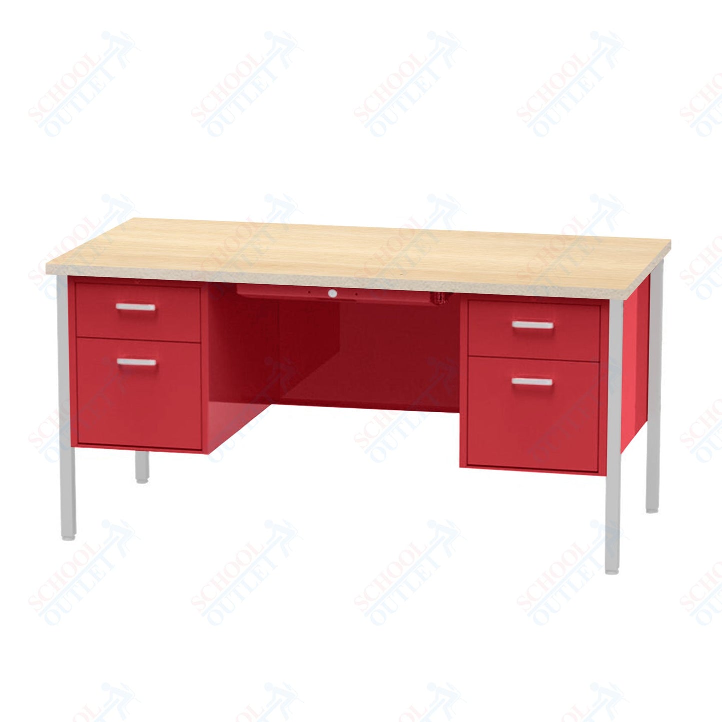 Virco 646 Double Pedestal Teacher Desk - 640 Series with a 30"D x 60"L High-pressure Laminate Surface