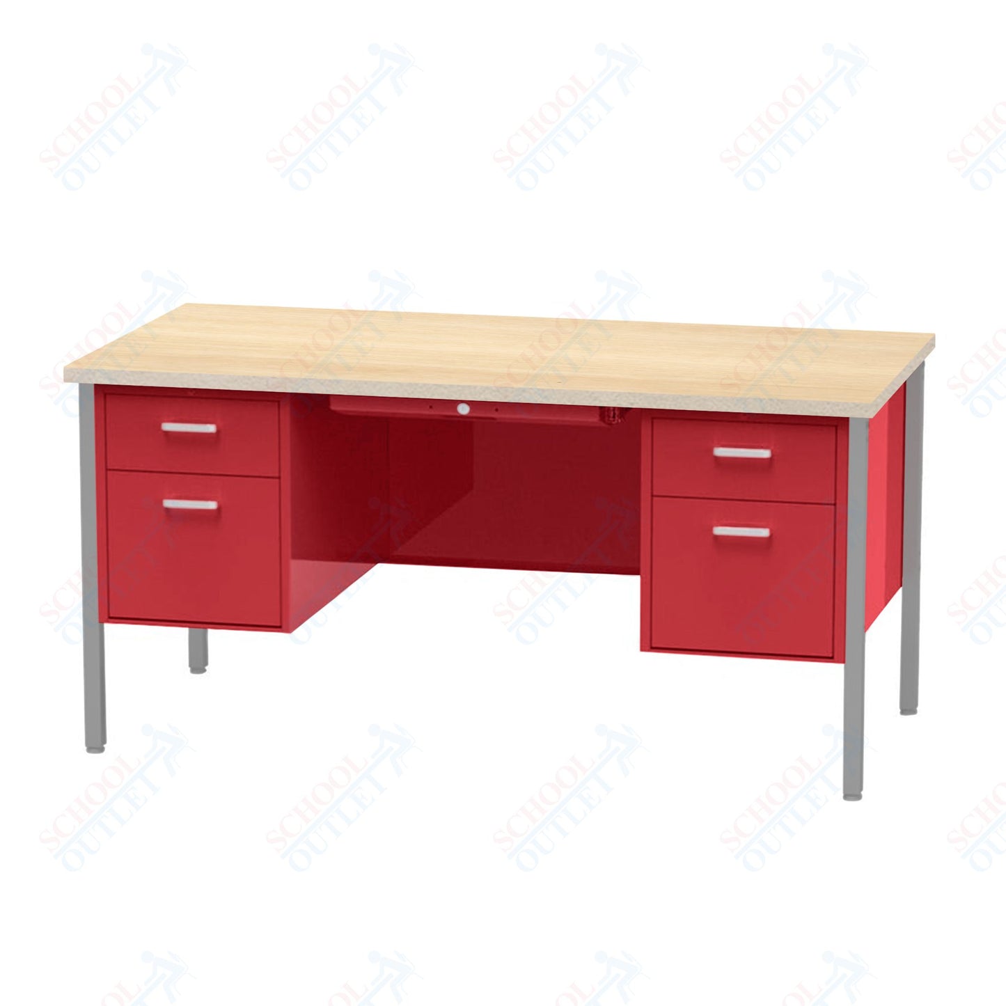 Virco 646 Double Pedestal Teacher Desk - 640 Series with a 30"D x 60"L High-pressure Laminate Surface
