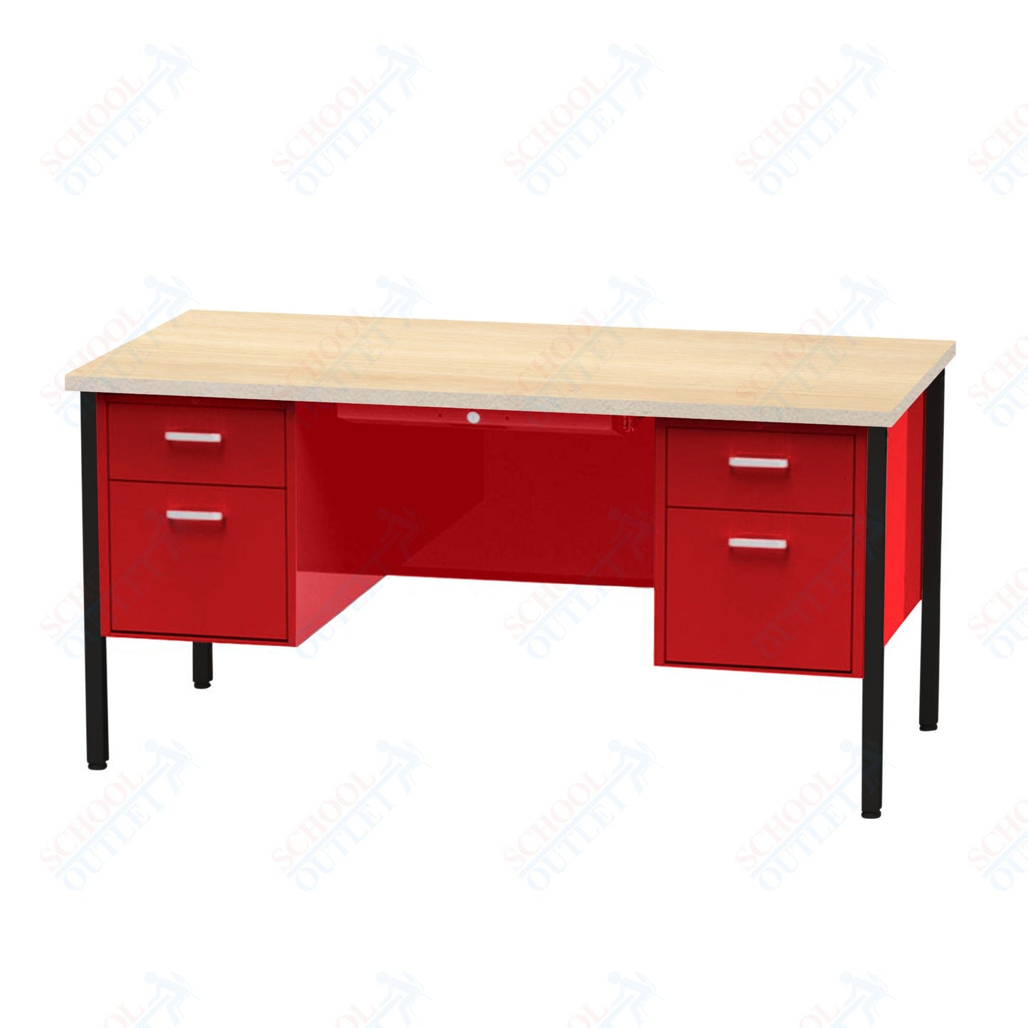 Virco 646 Double Pedestal Teacher Desk - 640 Series with a 30"D x 60"L High-pressure Laminate Surface