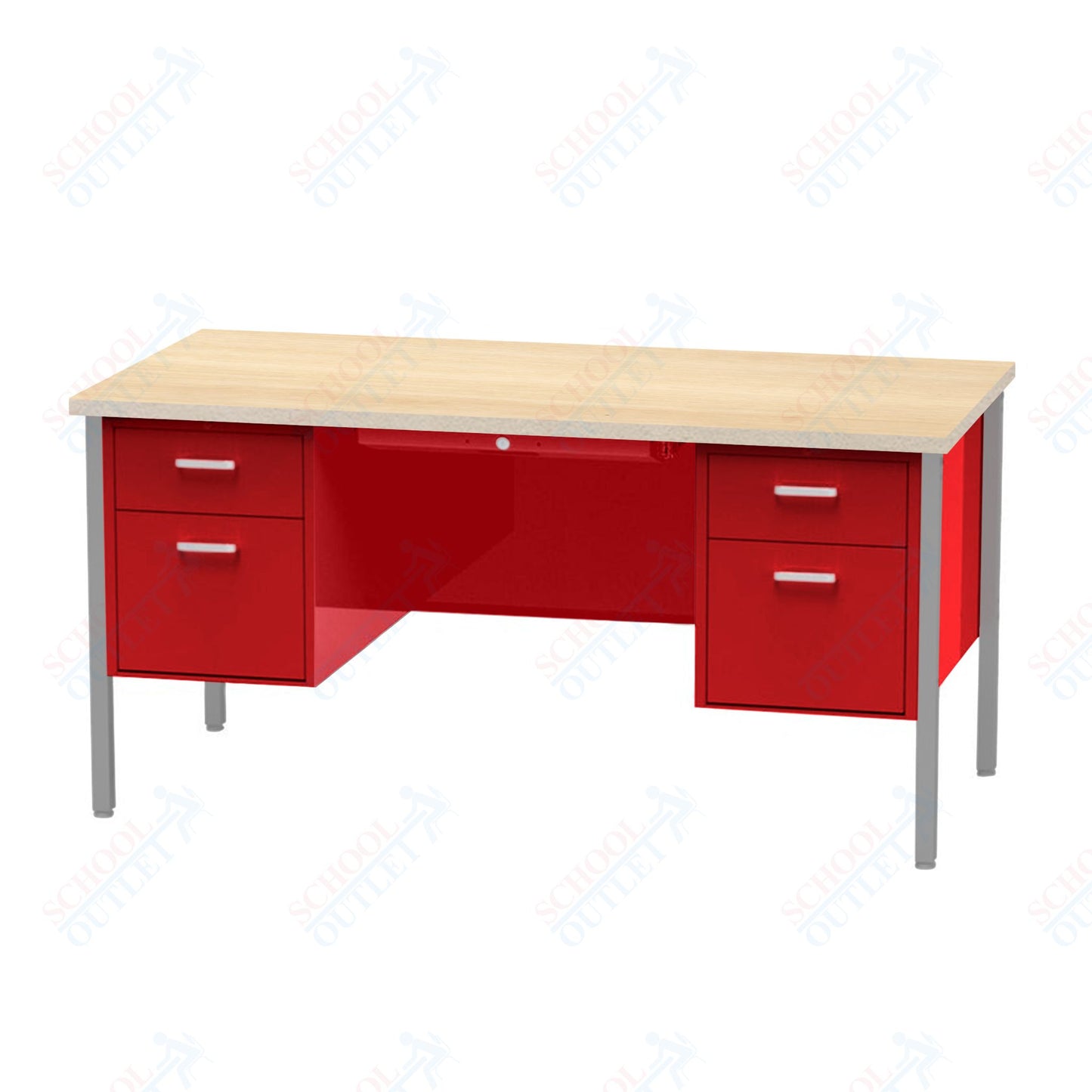 Virco 646 Double Pedestal Teacher Desk - 640 Series with a 30"D x 60"L High-pressure Laminate Surface