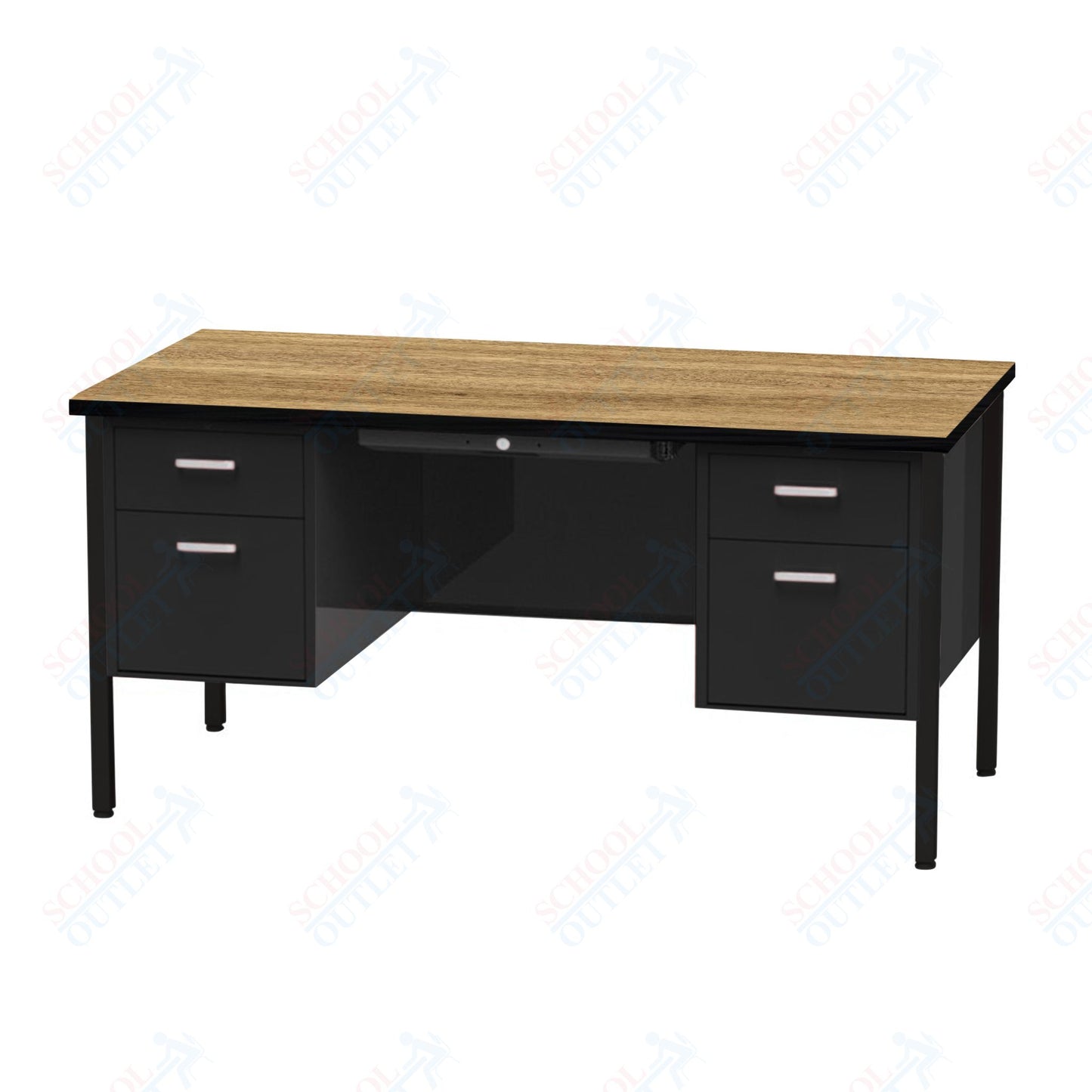Virco 646 Double Pedestal Teacher Desk - 640 Series with a 30"D x 60"L High-pressure Laminate Surface