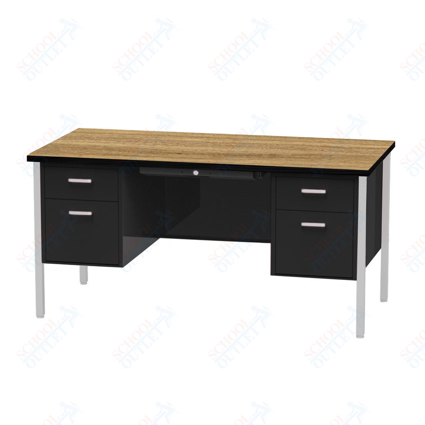 Virco 646 Double Pedestal Teacher Desk - 640 Series with a 30"D x 60"L High-pressure Laminate Surface