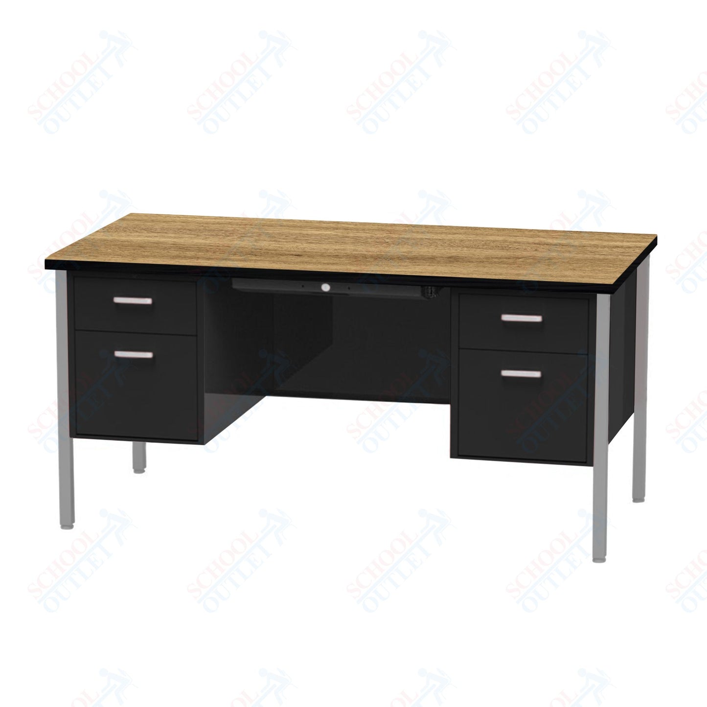 Virco 646 Double Pedestal Teacher Desk - 640 Series with a 30"D x 60"L High-pressure Laminate Surface
