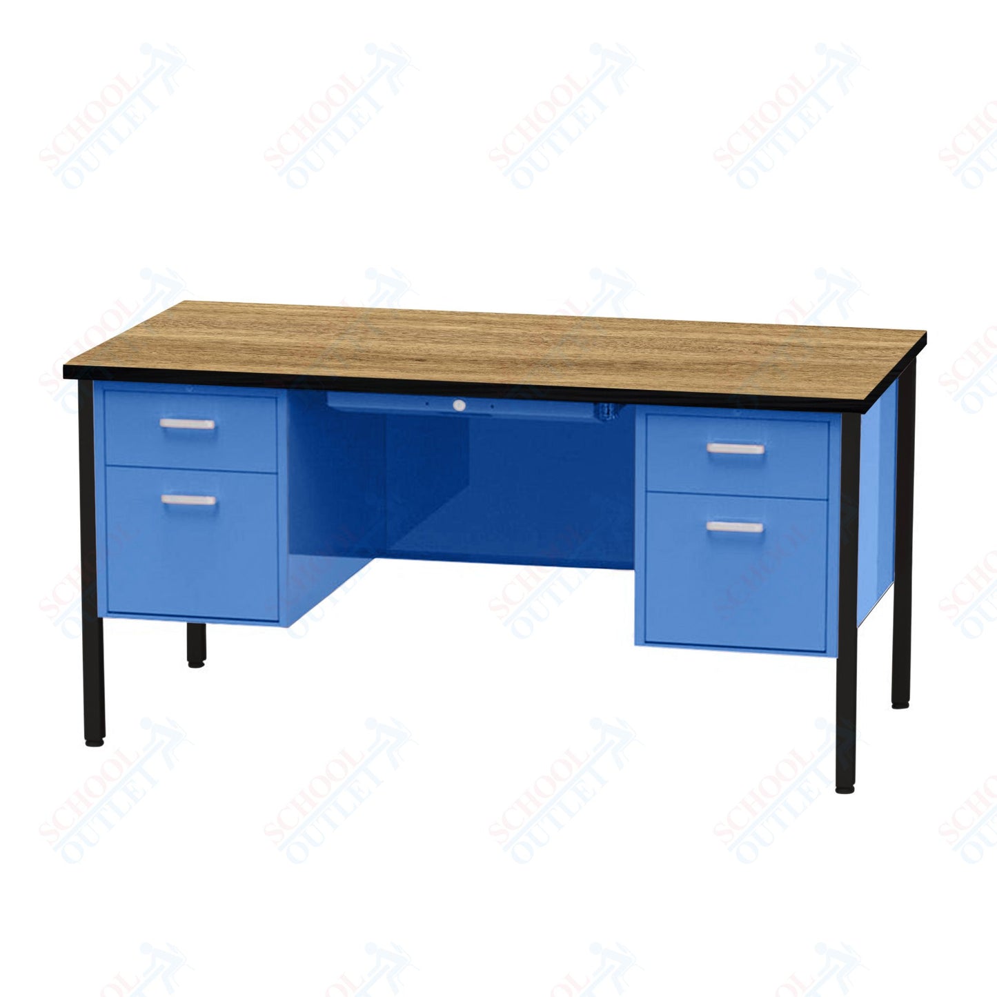 Virco 646 Double Pedestal Teacher Desk - 640 Series with a 30"D x 60"L High-pressure Laminate Surface