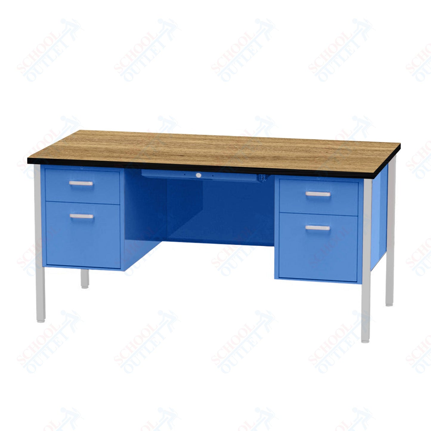 Virco 646 Double Pedestal Teacher Desk - 640 Series with a 30"D x 60"L High-pressure Laminate Surface