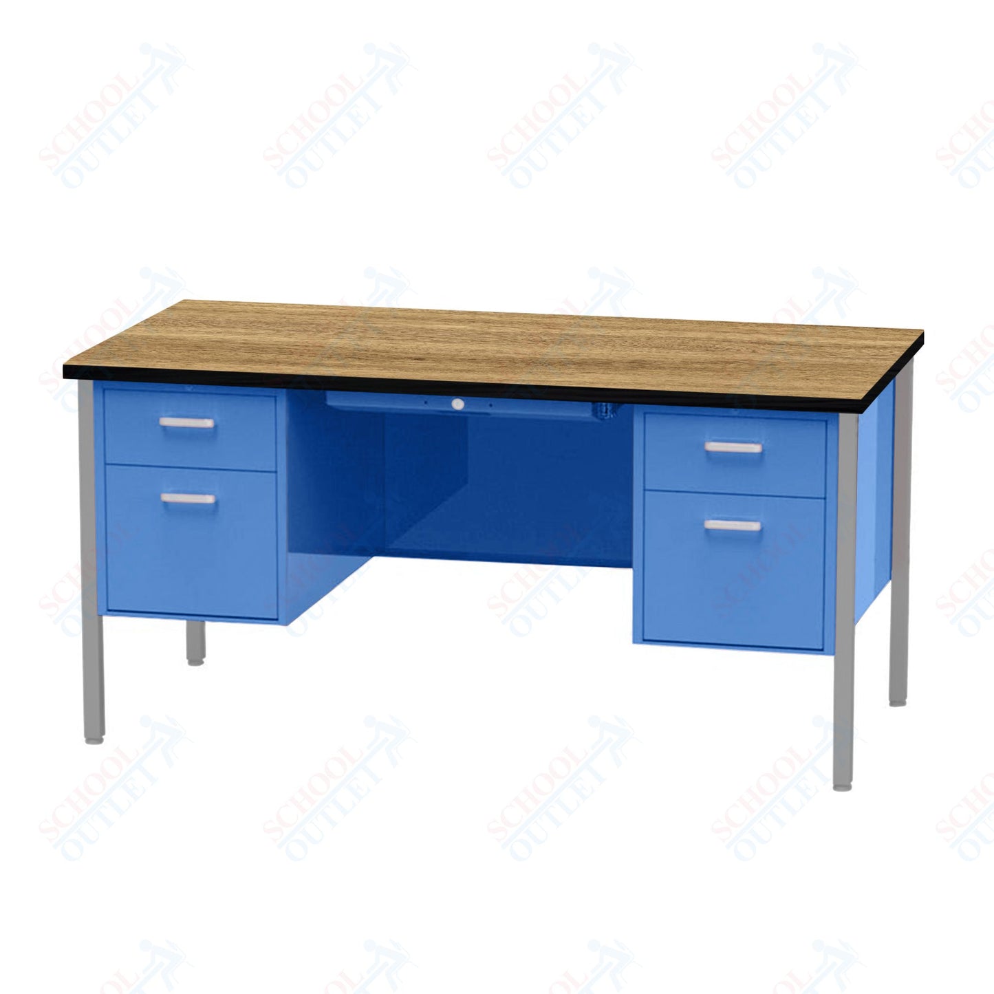 Virco 646 Double Pedestal Teacher Desk - 640 Series with a 30"D x 60"L High-pressure Laminate Surface