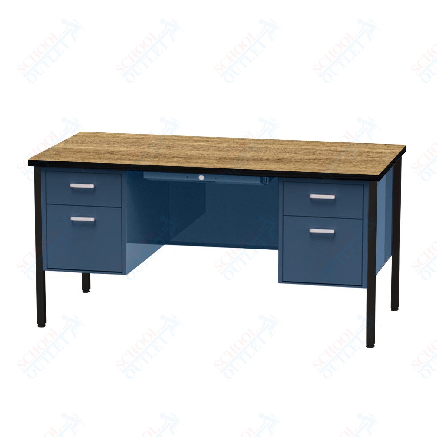 Virco 646 Double Pedestal Teacher Desk - 640 Series with a 30"D x 60"L High-pressure Laminate Surface