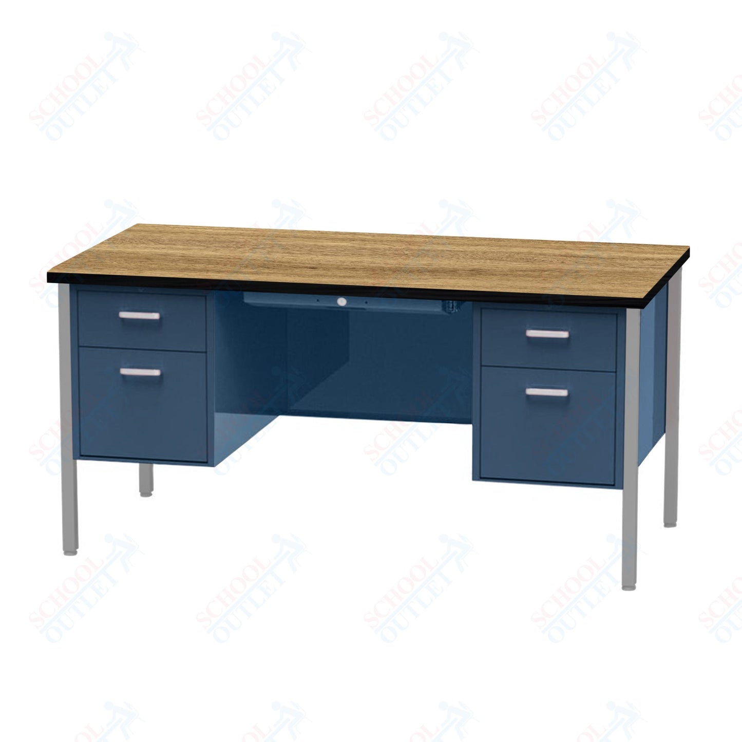 Virco 646 Double Pedestal Teacher Desk - 640 Series with a 30"D x 60"L High-pressure Laminate Surface