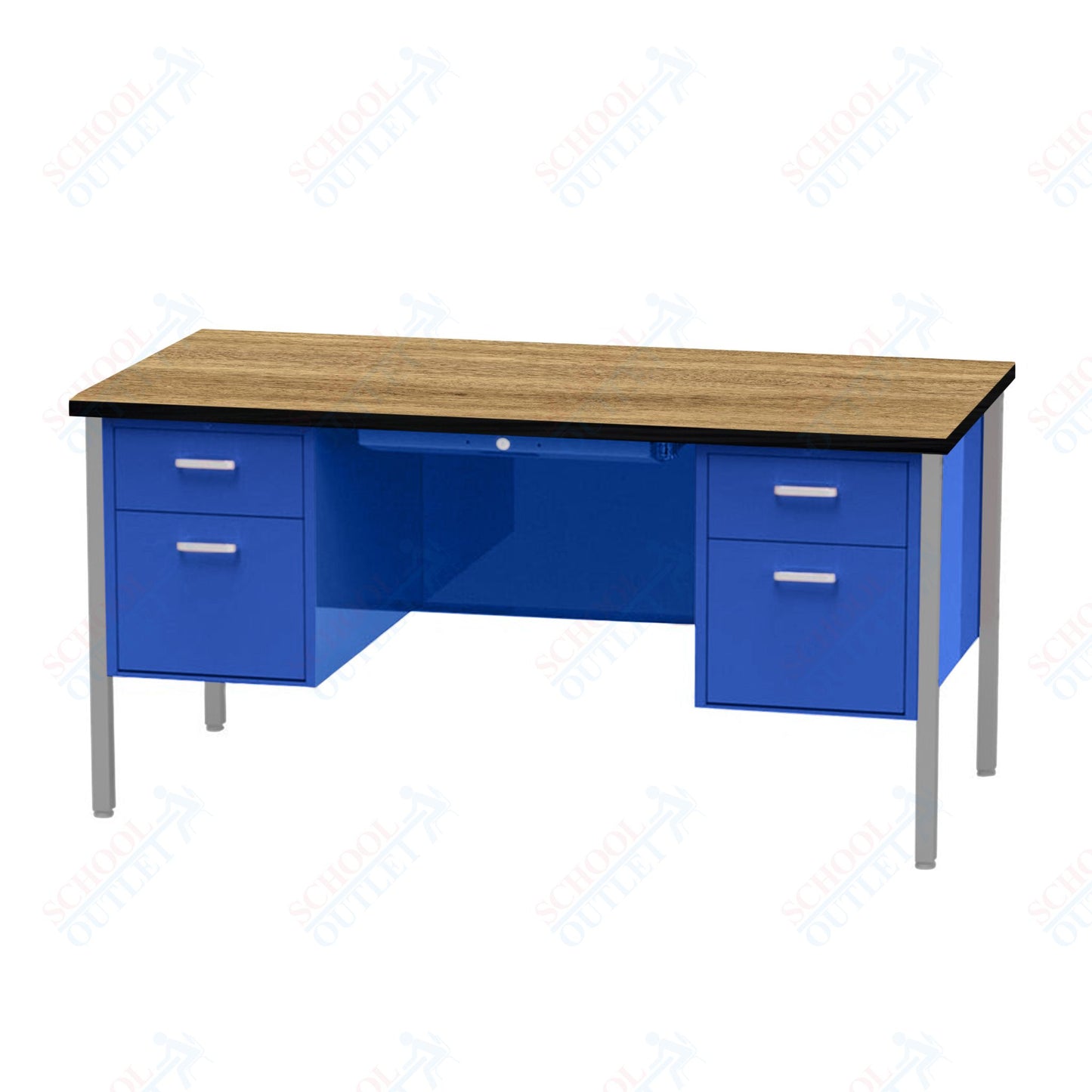 Virco 646 Double Pedestal Teacher Desk - 640 Series with a 30"D x 60"L High-pressure Laminate Surface