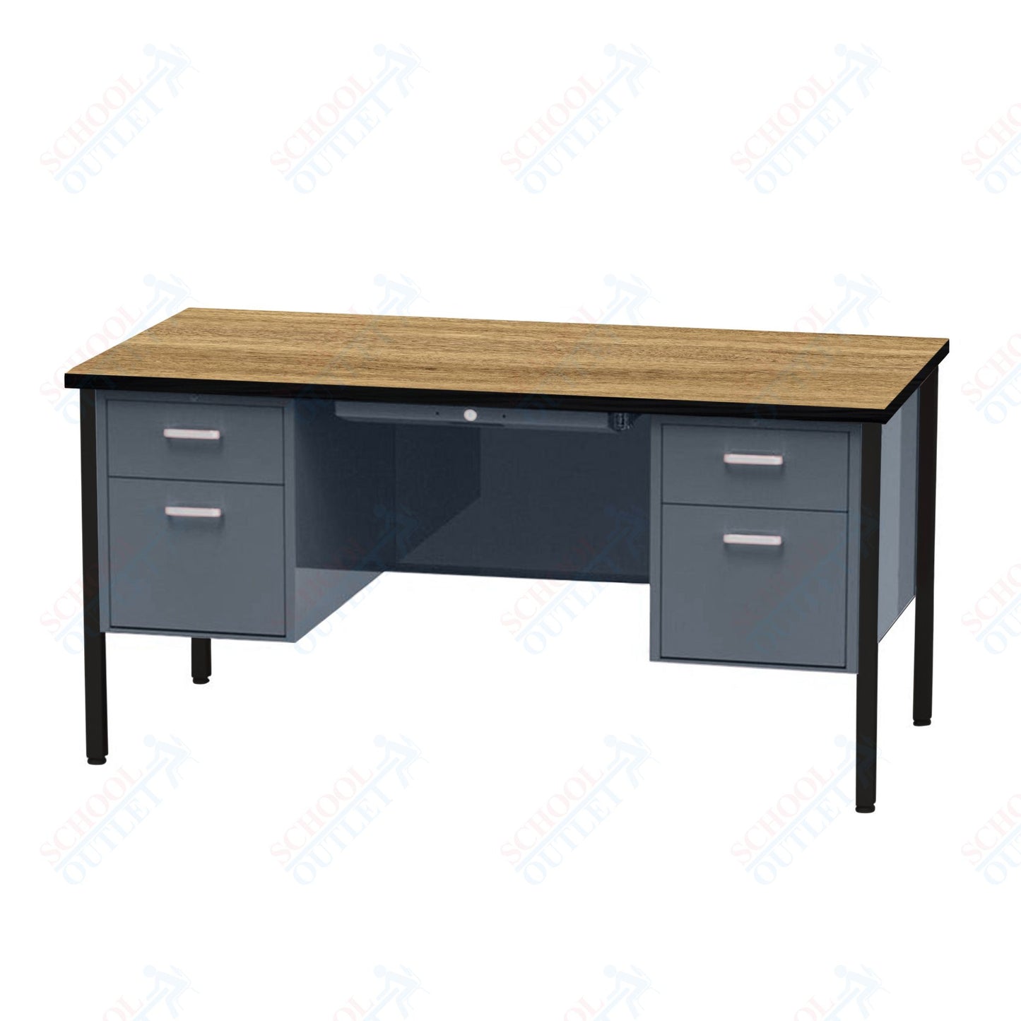 Virco 646 Double Pedestal Teacher Desk - 640 Series with a 30"D x 60"L High-pressure Laminate Surface