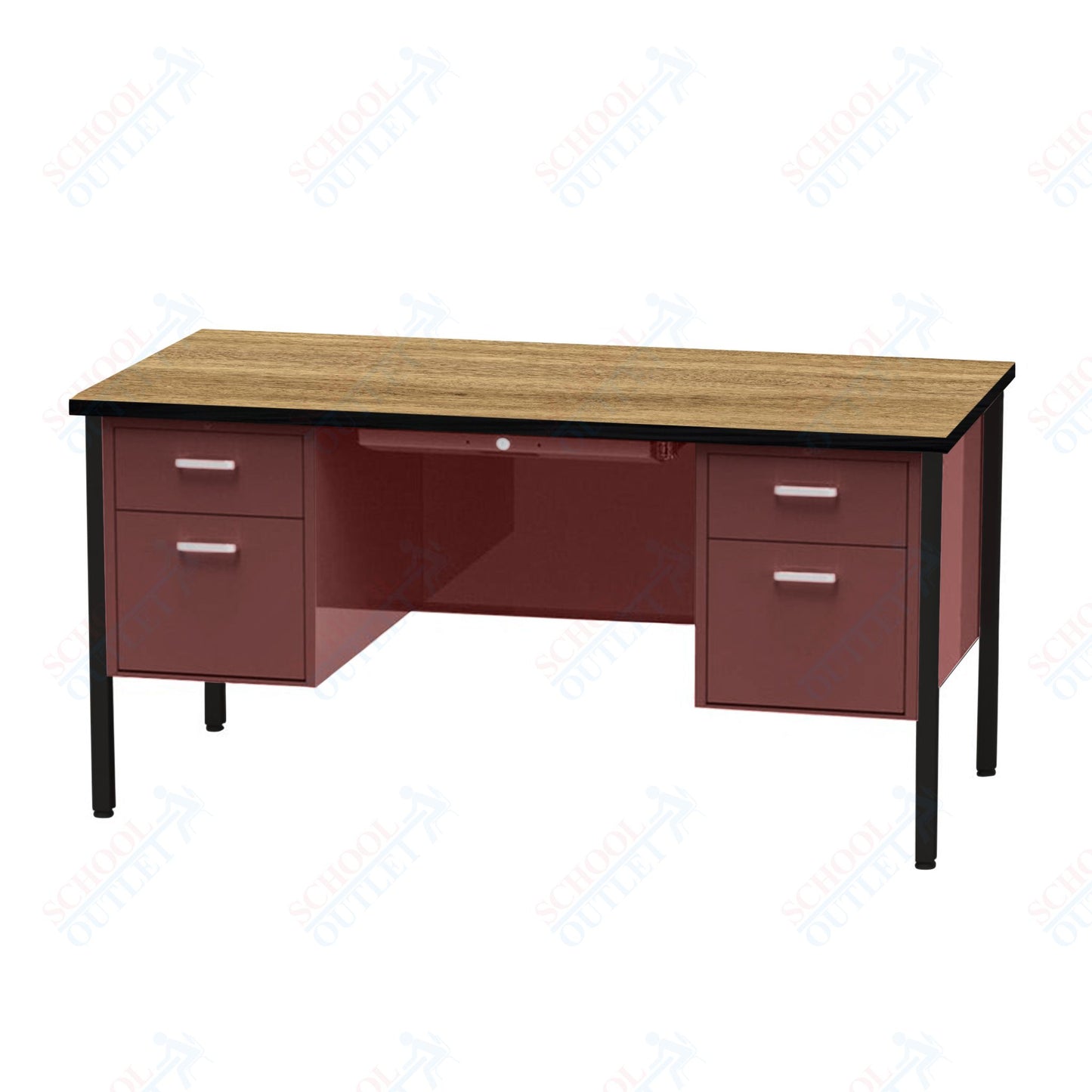 Virco 646 Double Pedestal Teacher Desk - 640 Series with a 30"D x 60"L High-pressure Laminate Surface