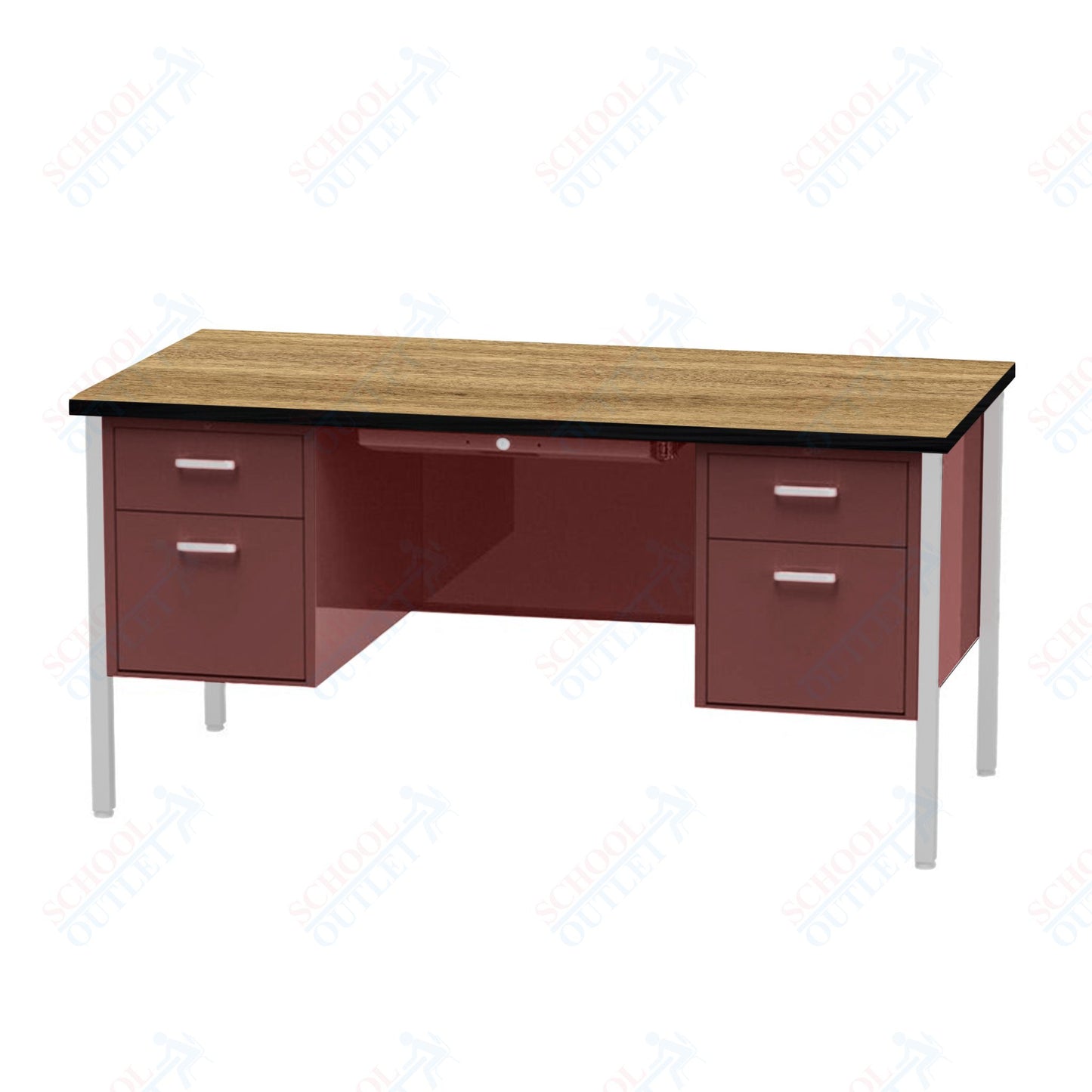 Virco 646 Double Pedestal Teacher Desk - 640 Series with a 30"D x 60"L High-pressure Laminate Surface