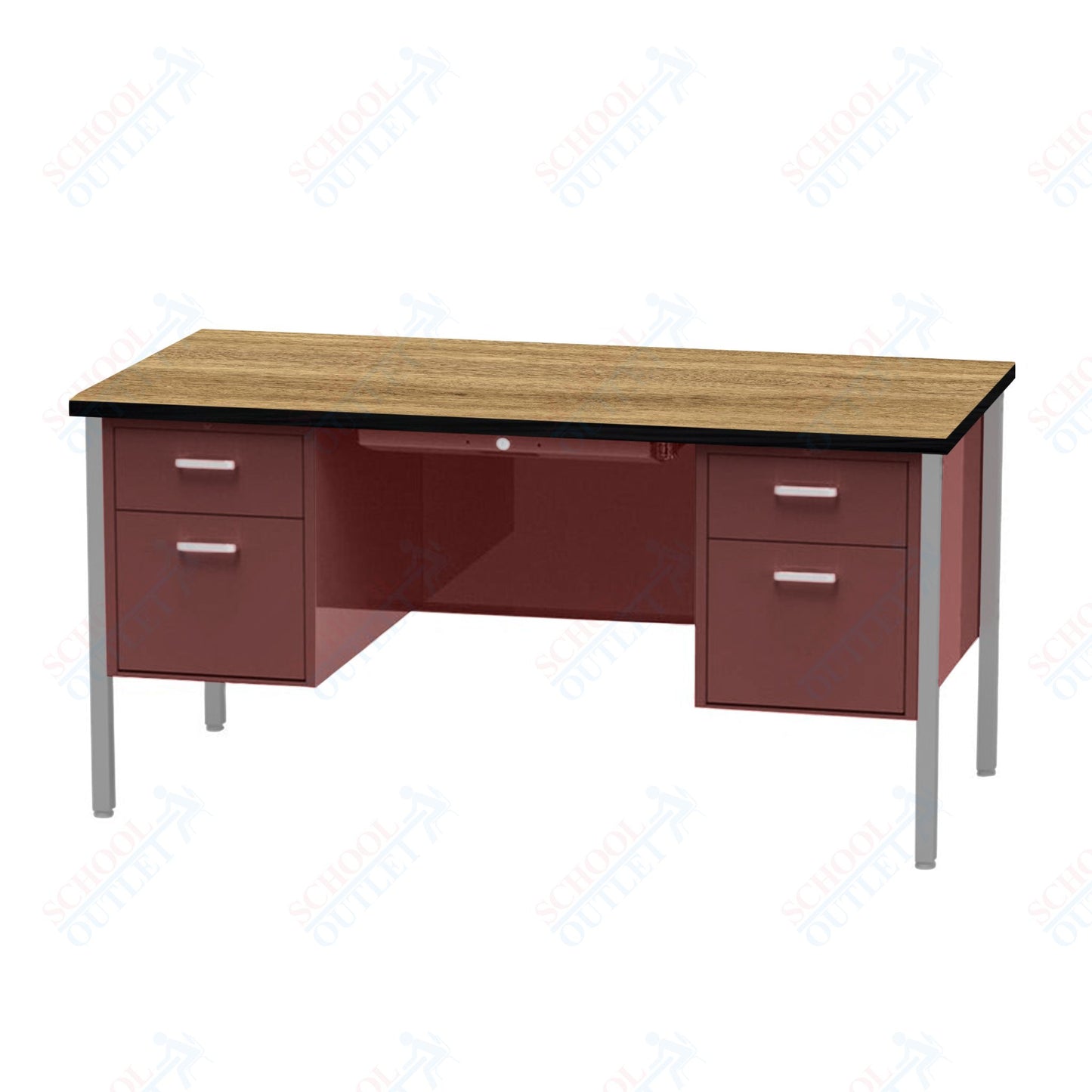 Virco 646 Double Pedestal Teacher Desk - 640 Series with a 30"D x 60"L High-pressure Laminate Surface