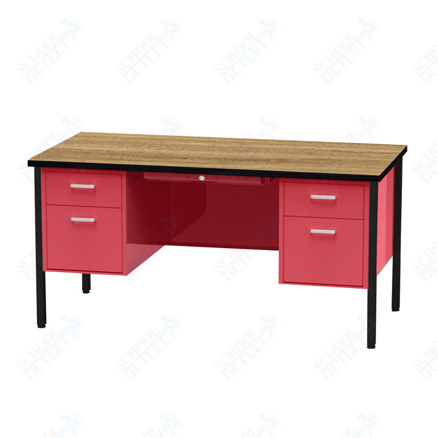 Virco 646 Double Pedestal Teacher Desk - 640 Series with a 30"D x 60"L High-pressure Laminate Surface
