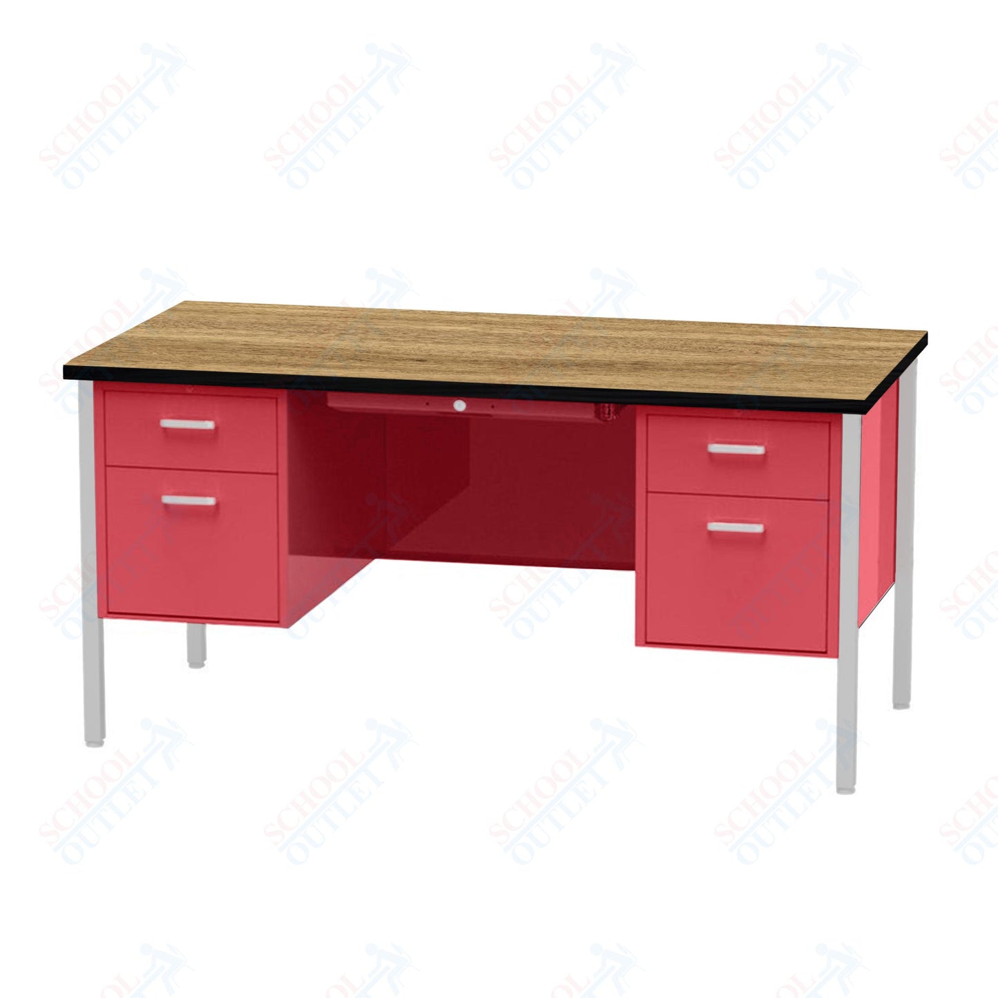 Virco 646 Double Pedestal Teacher Desk - 640 Series with a 30"D x 60"L High-pressure Laminate Surface