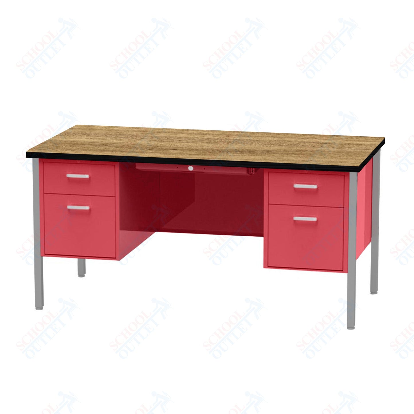 Virco 646 Double Pedestal Teacher Desk - 640 Series with a 30"D x 60"L High-pressure Laminate Surface