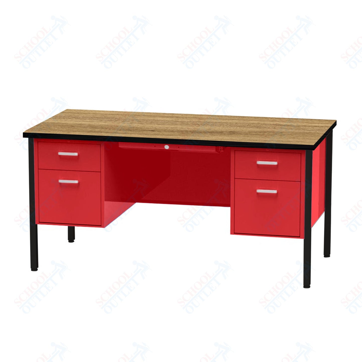 Virco 646 Double Pedestal Teacher Desk - 640 Series with a 30"D x 60"L High-pressure Laminate Surface