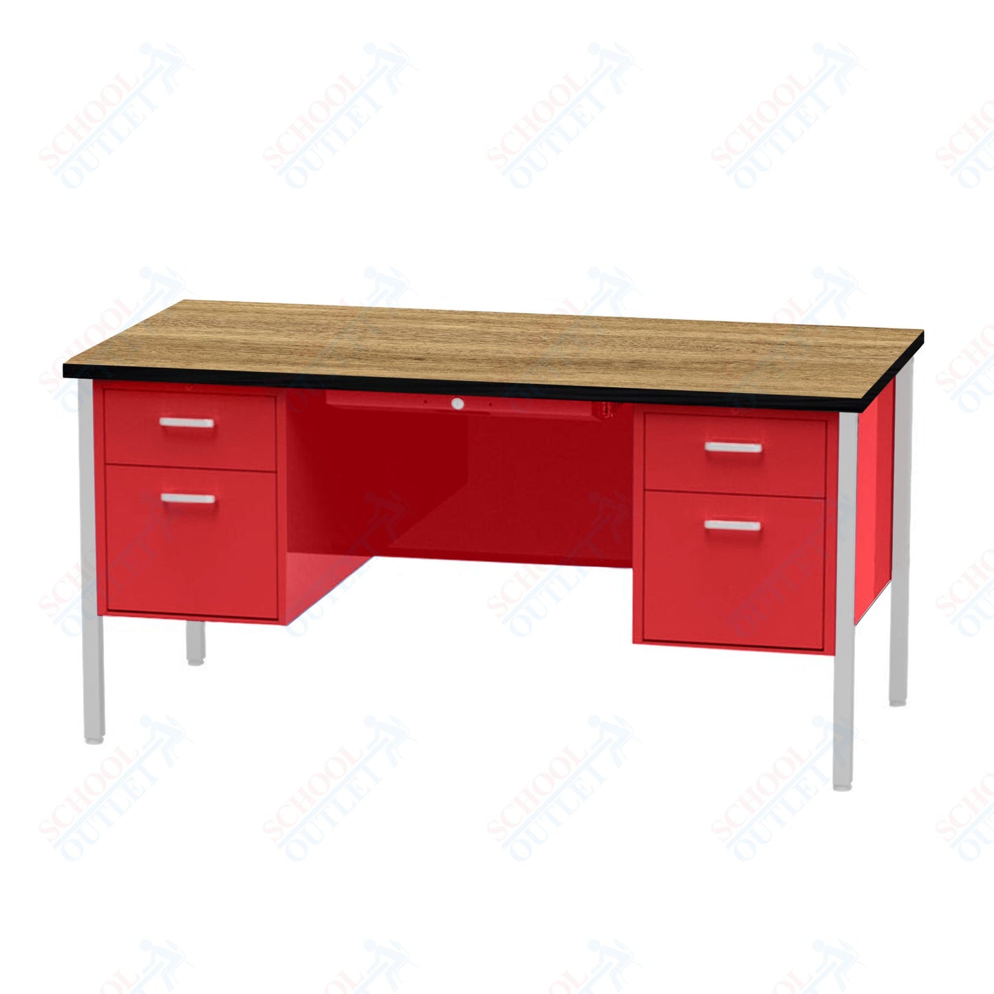 Virco 646 Double Pedestal Teacher Desk - 640 Series with a 30"D x 60"L High-pressure Laminate Surface