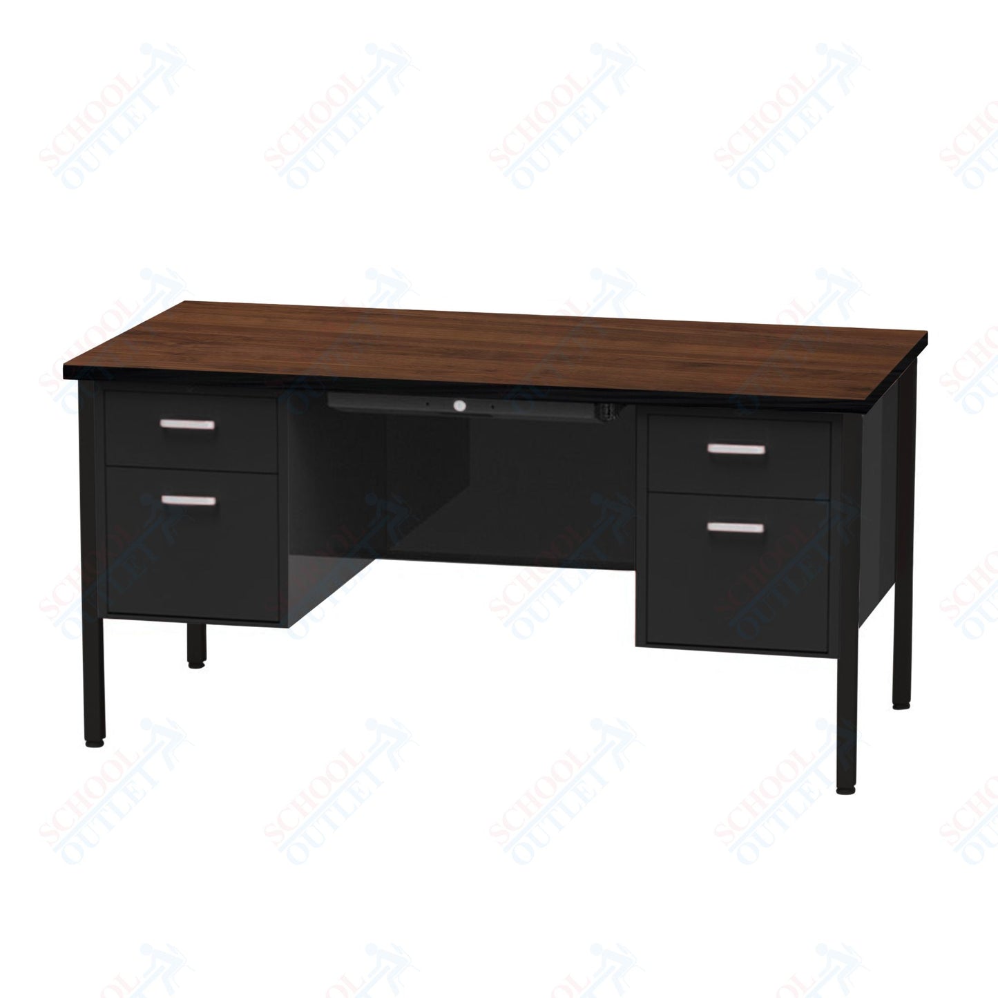 Virco 646 Double Pedestal Teacher Desk - 640 Series with a 30"D x 60"L High-pressure Laminate Surface