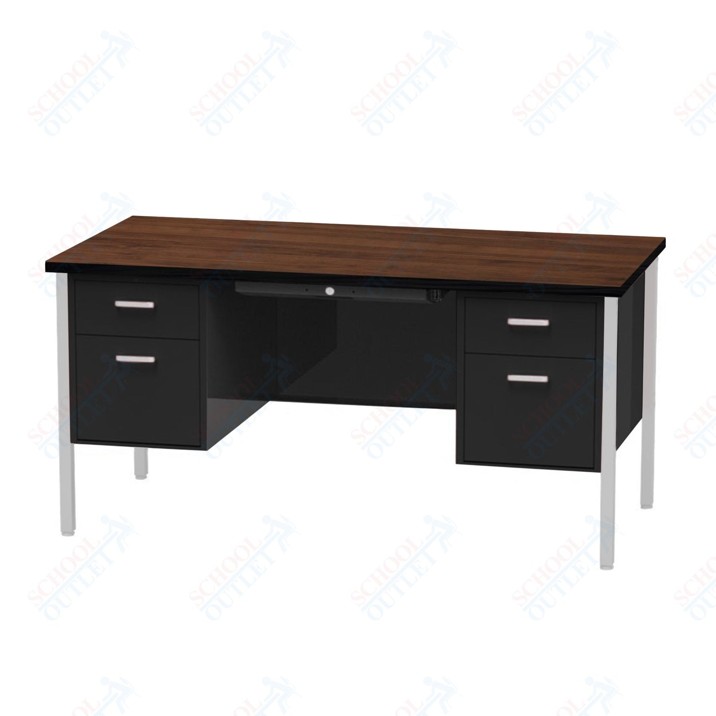 Virco 646 Double Pedestal Teacher Desk - 640 Series with a 30"D x 60"L High-pressure Laminate Surface